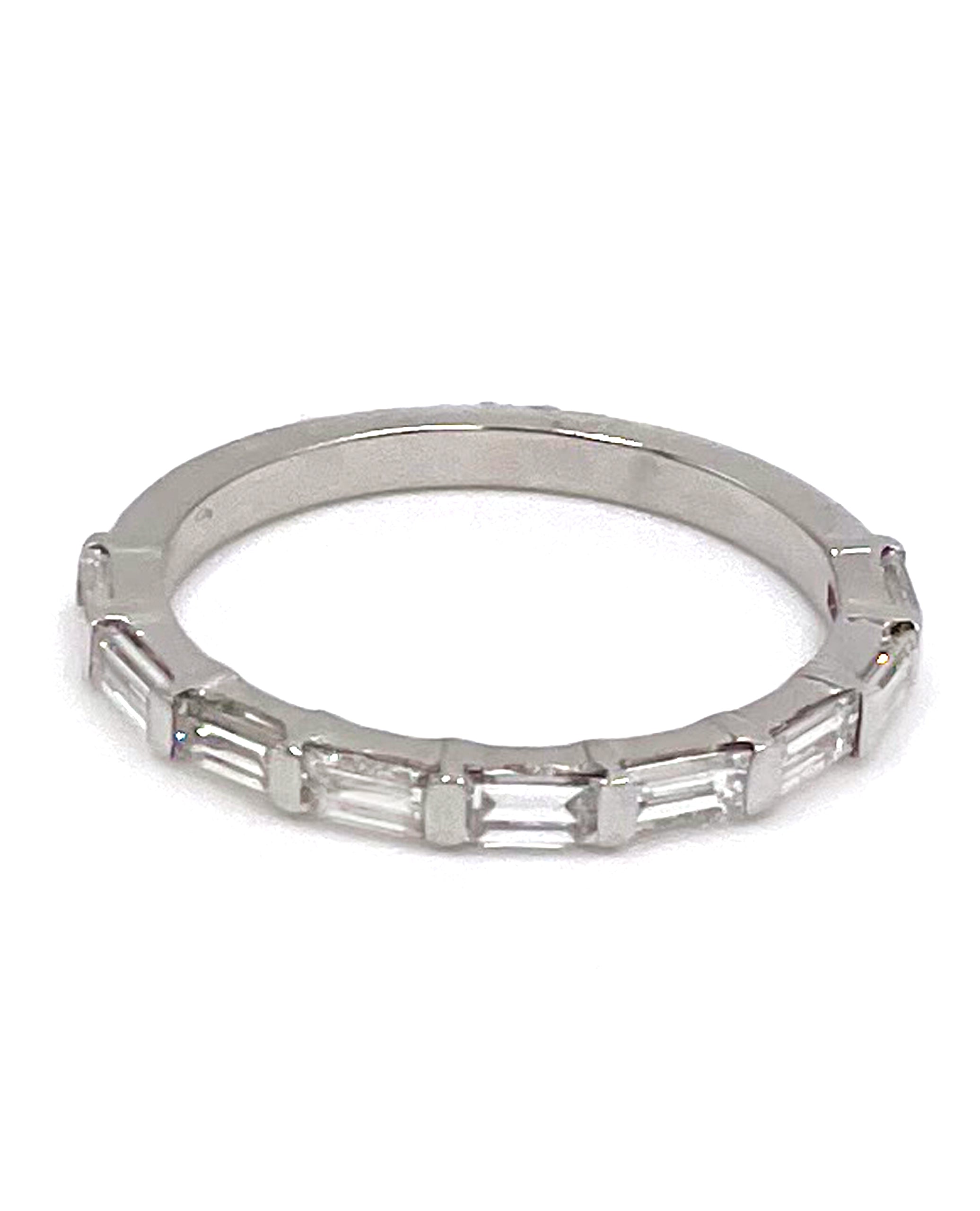14K White Gold Band with Baguette Diamonds