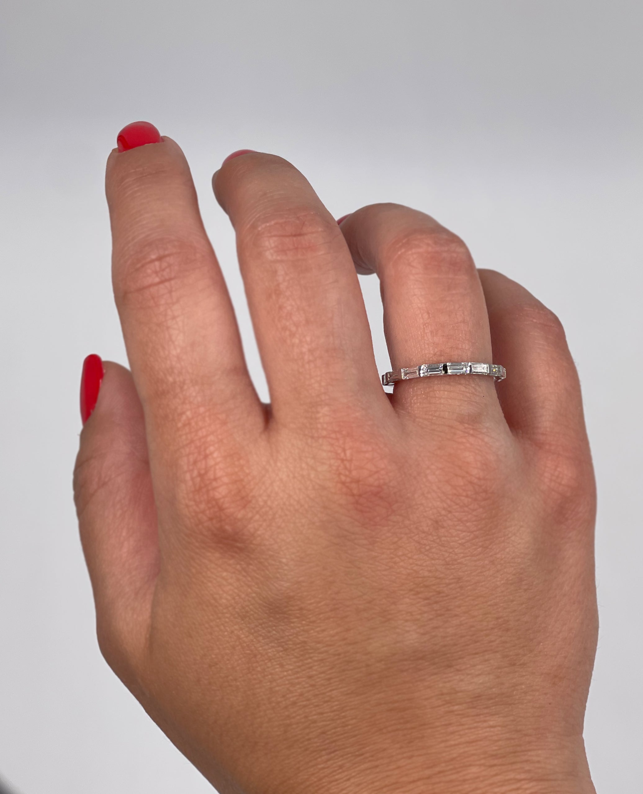 14K White Gold Band with Baguette Diamonds