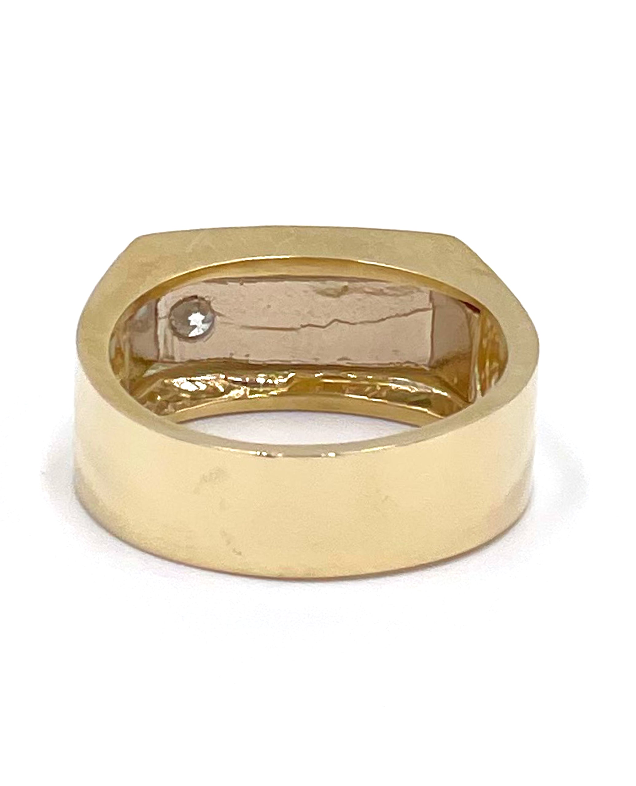 14K White & Yellow Gold Men's Ring with Diamond