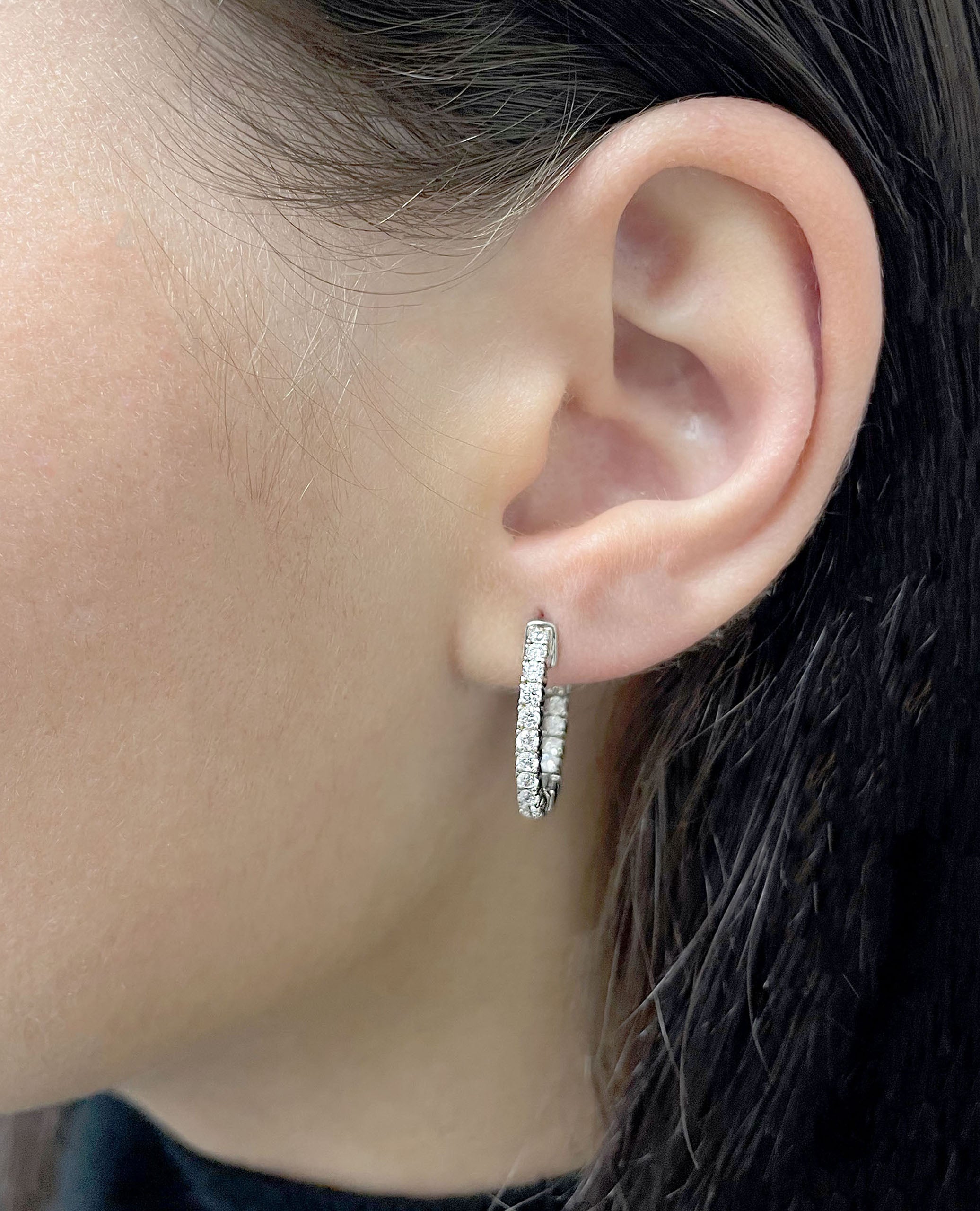 Sterling Silver CZ Hoop