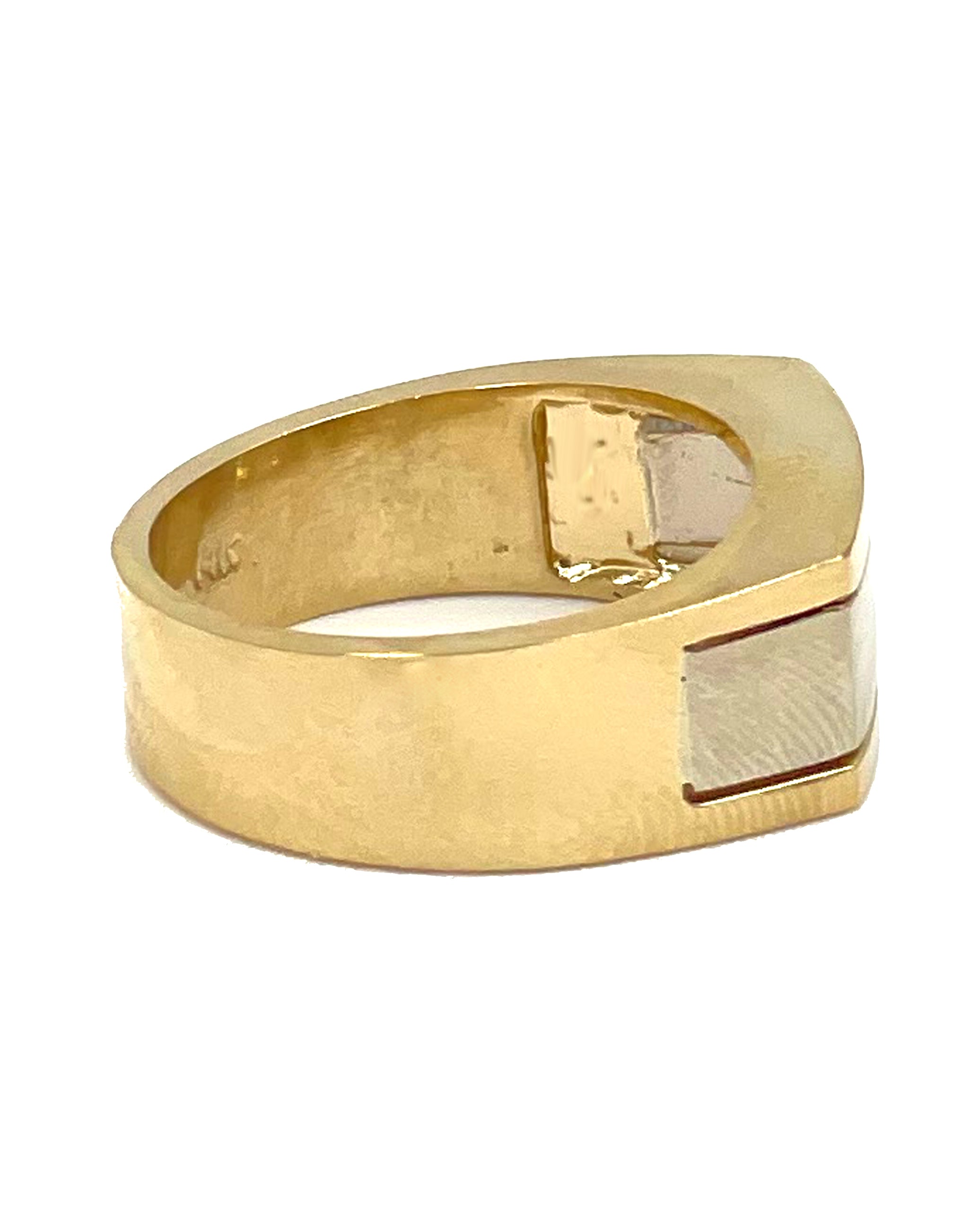14K White & Yellow Gold Men's Ring with Diamond