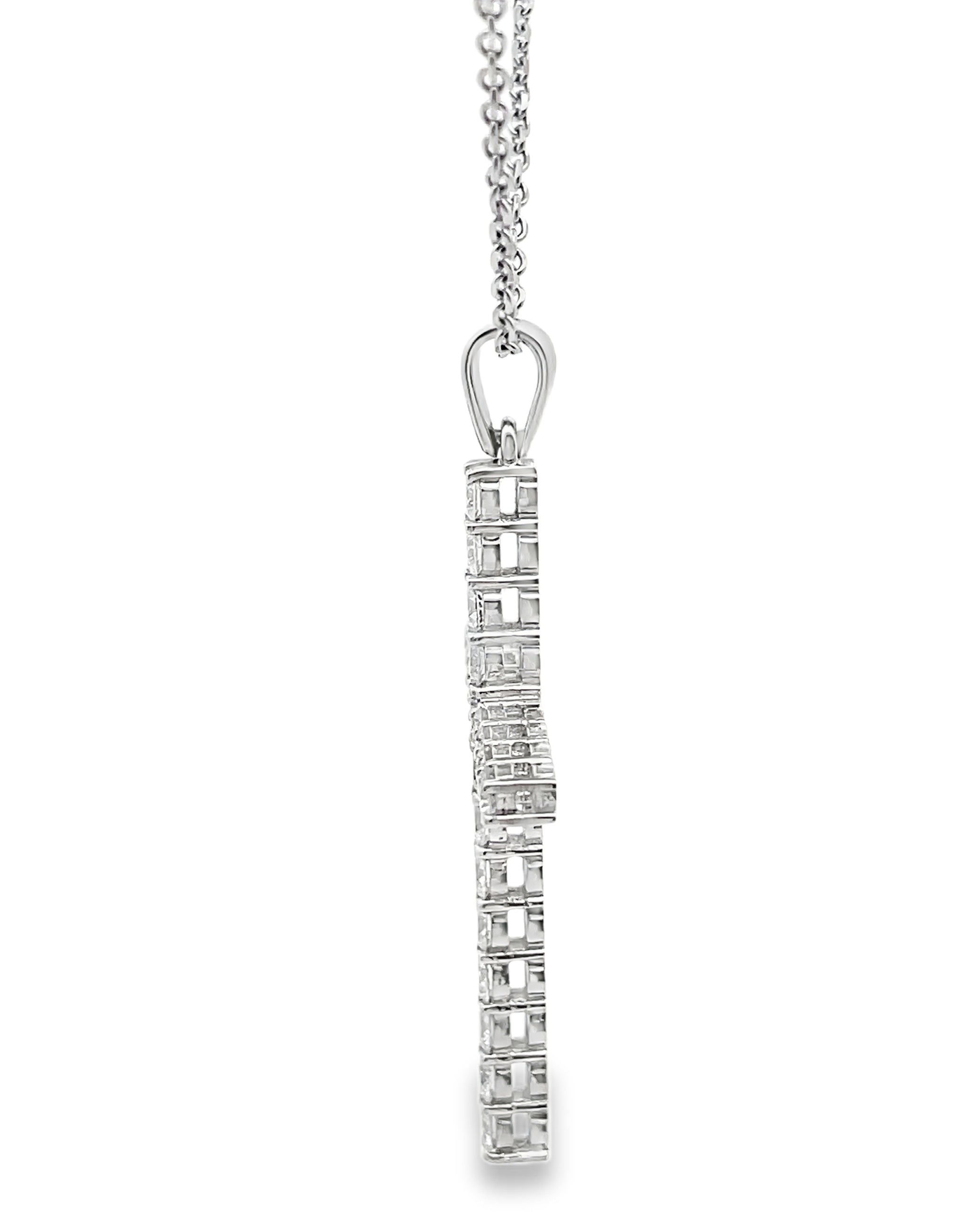 14K White Gold Diamond Cross Necklace