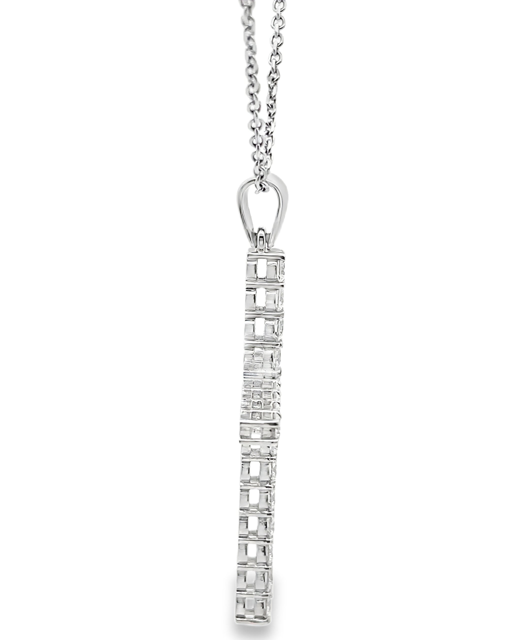 14K White Gold Diamond Cross Necklace