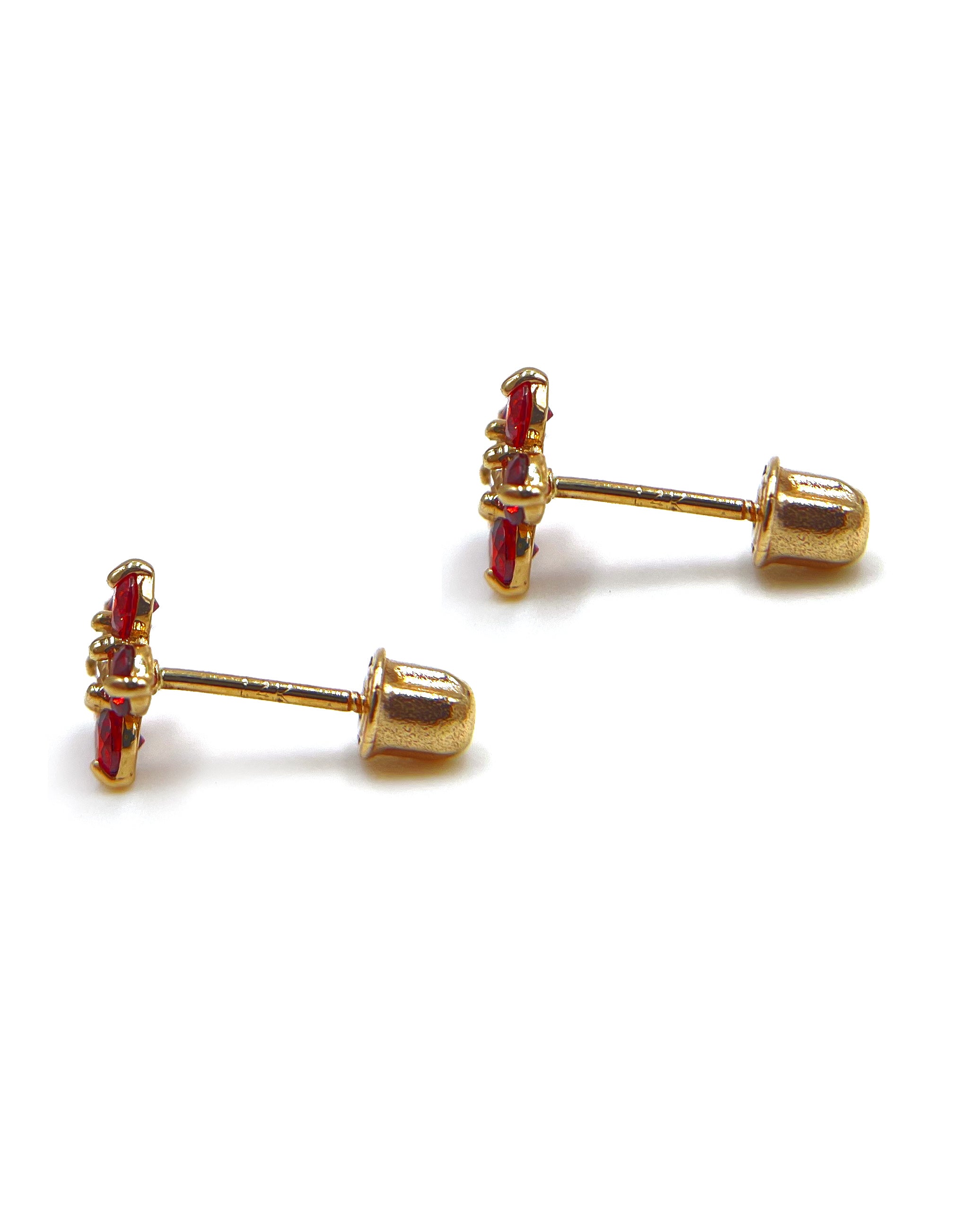 14k Yellow Gold Birthday Flower Earrings with Five Petals - January with Screwbacks