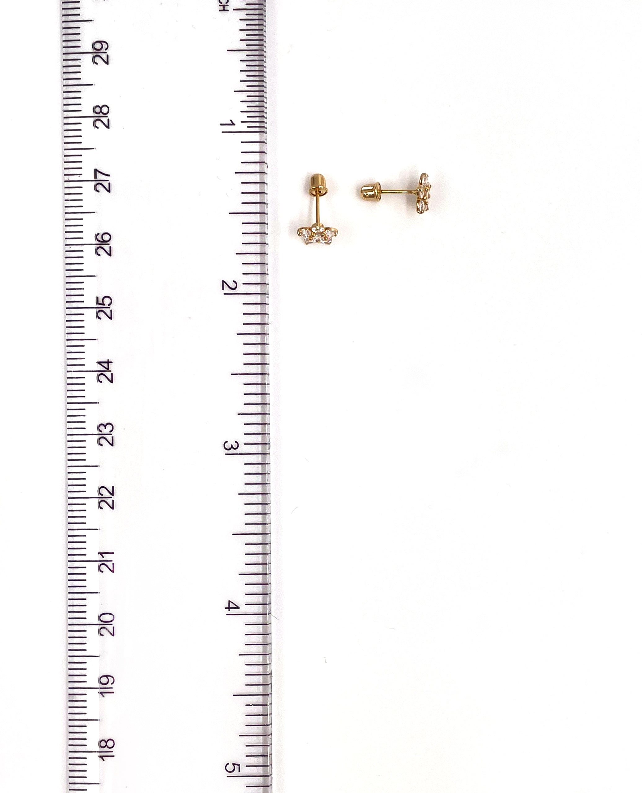 14k Yellow Gold Birthday Flower Earrings with Five Petals - August with Screwbacks