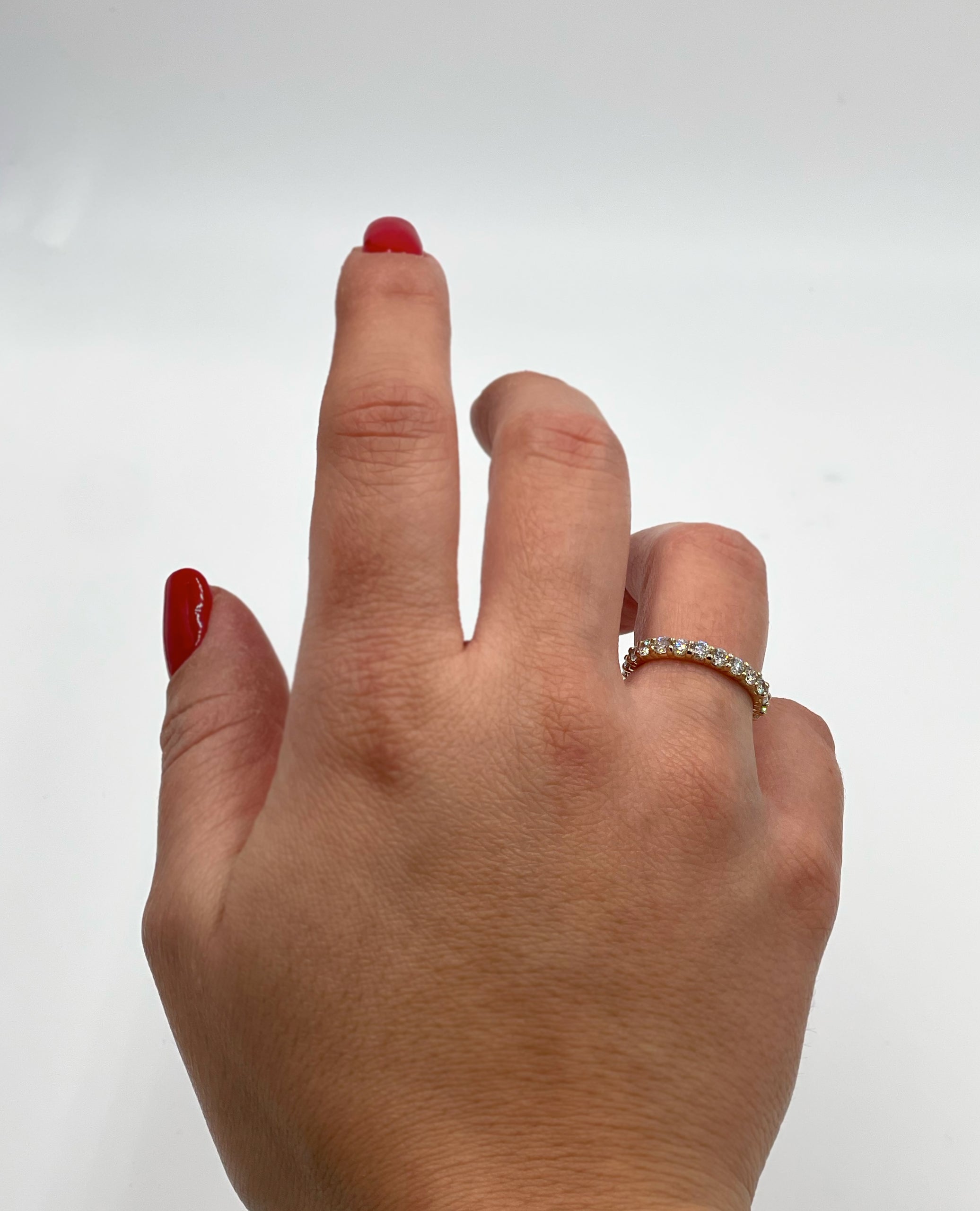 14K White Gold Shared Prong Eternity Ring 1.66 Carats