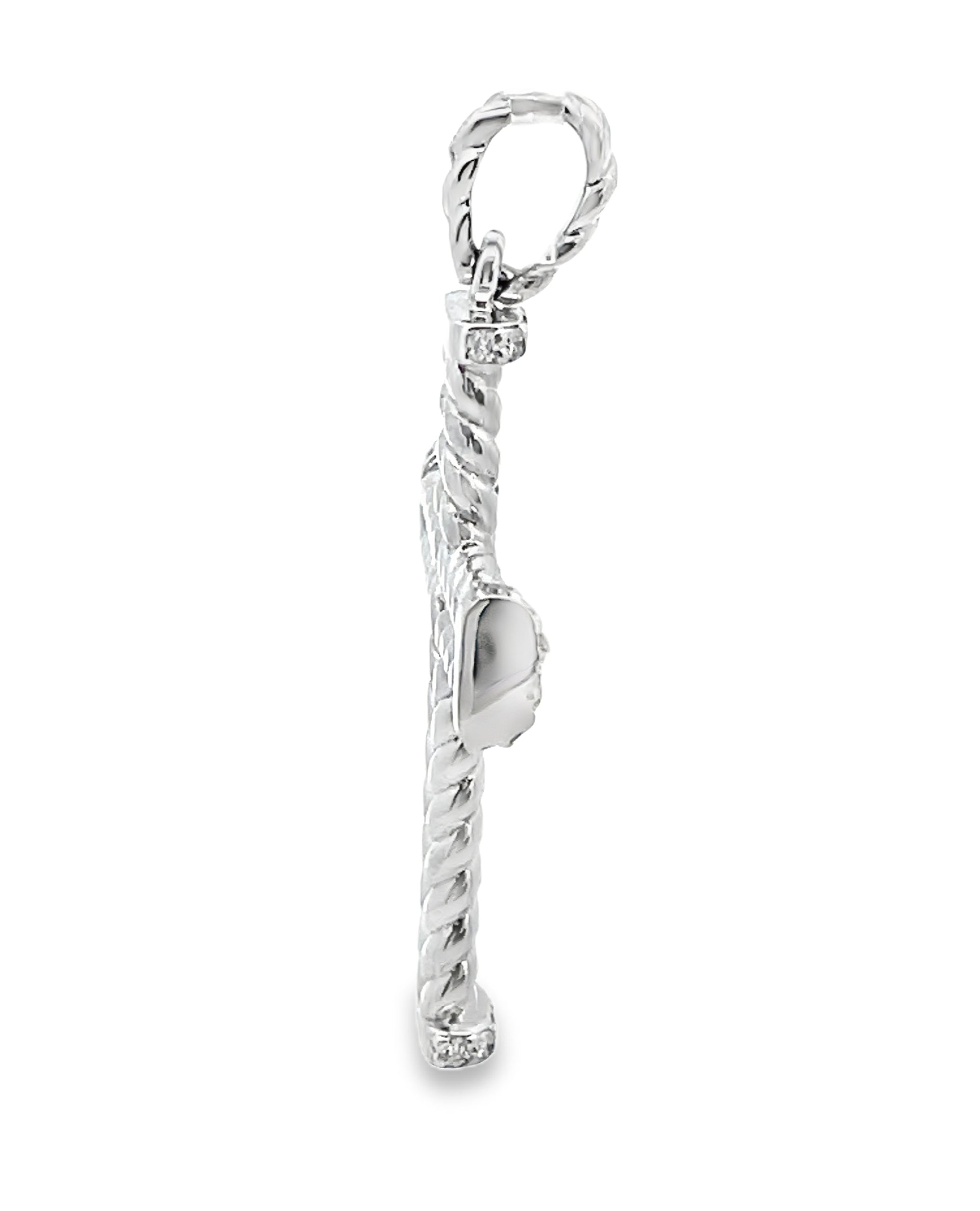 14K White Gold Cross with Diamonds