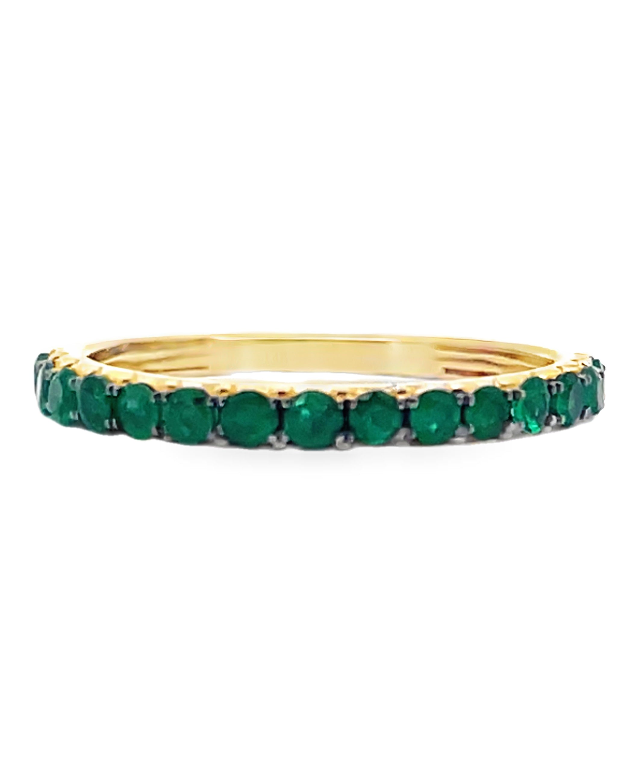 14K Yellow Gold Emerald Stackable Ring
