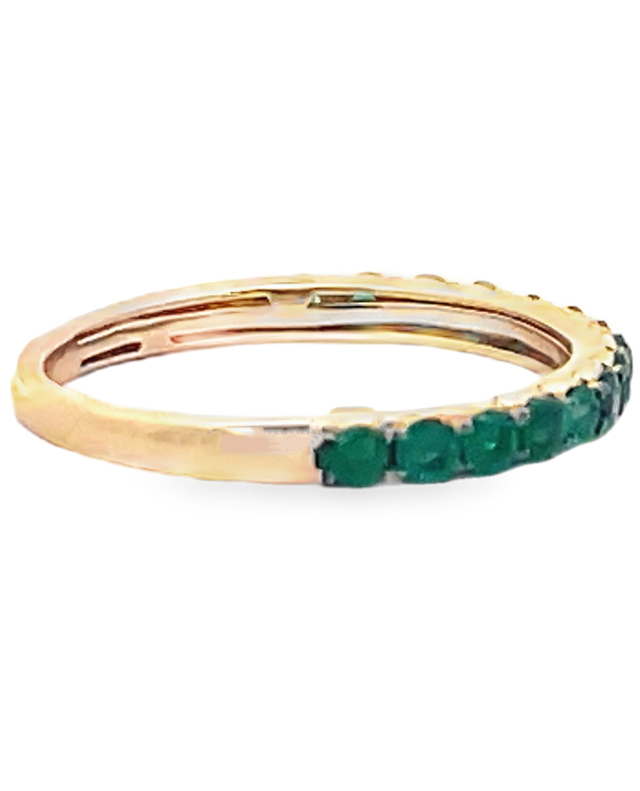14K Yellow Gold Emerald Stackable Ring