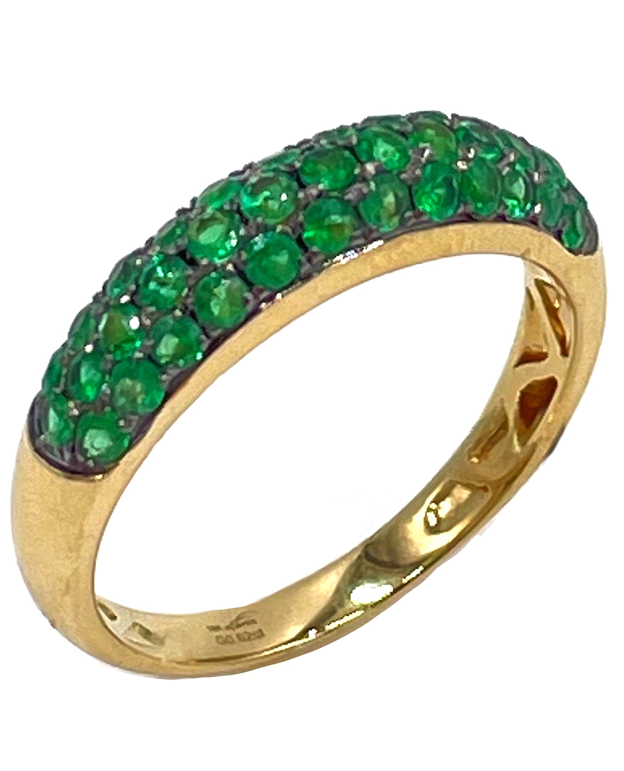 18K Yellow Gold Pave Set Emerald Ring