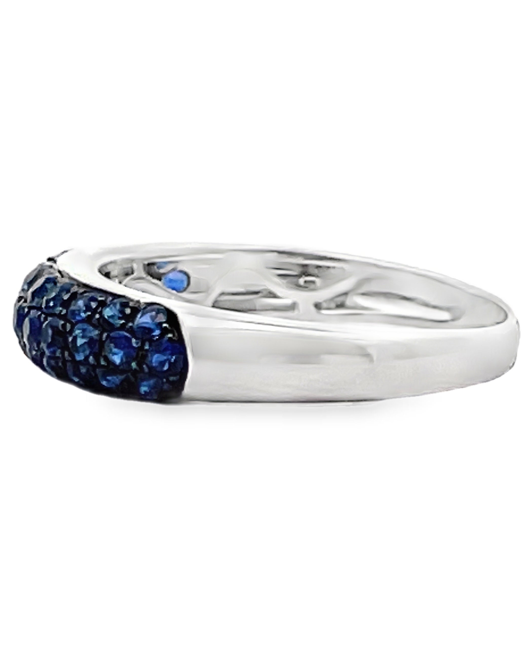 18K White Gold Pave Set Sapphire Ring