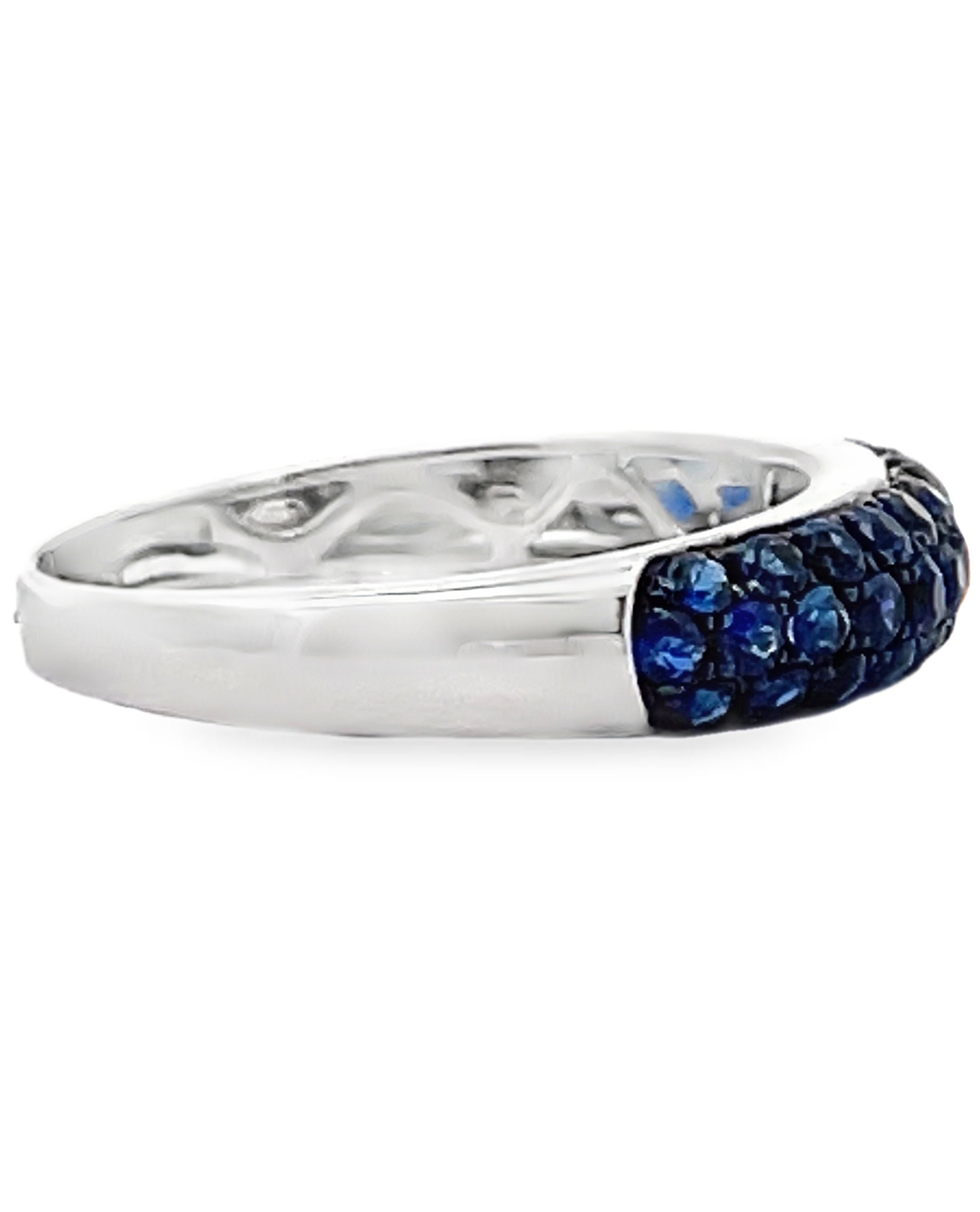 18K White Gold Pave Set Sapphire Ring