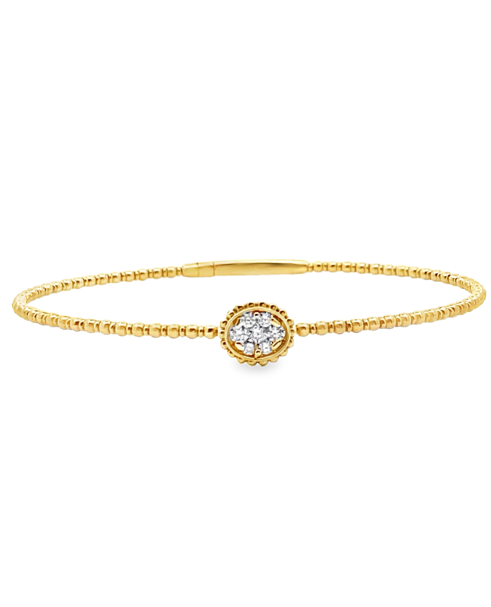 14K Yellow Gold Single Station Diamond Bangle Bracelet