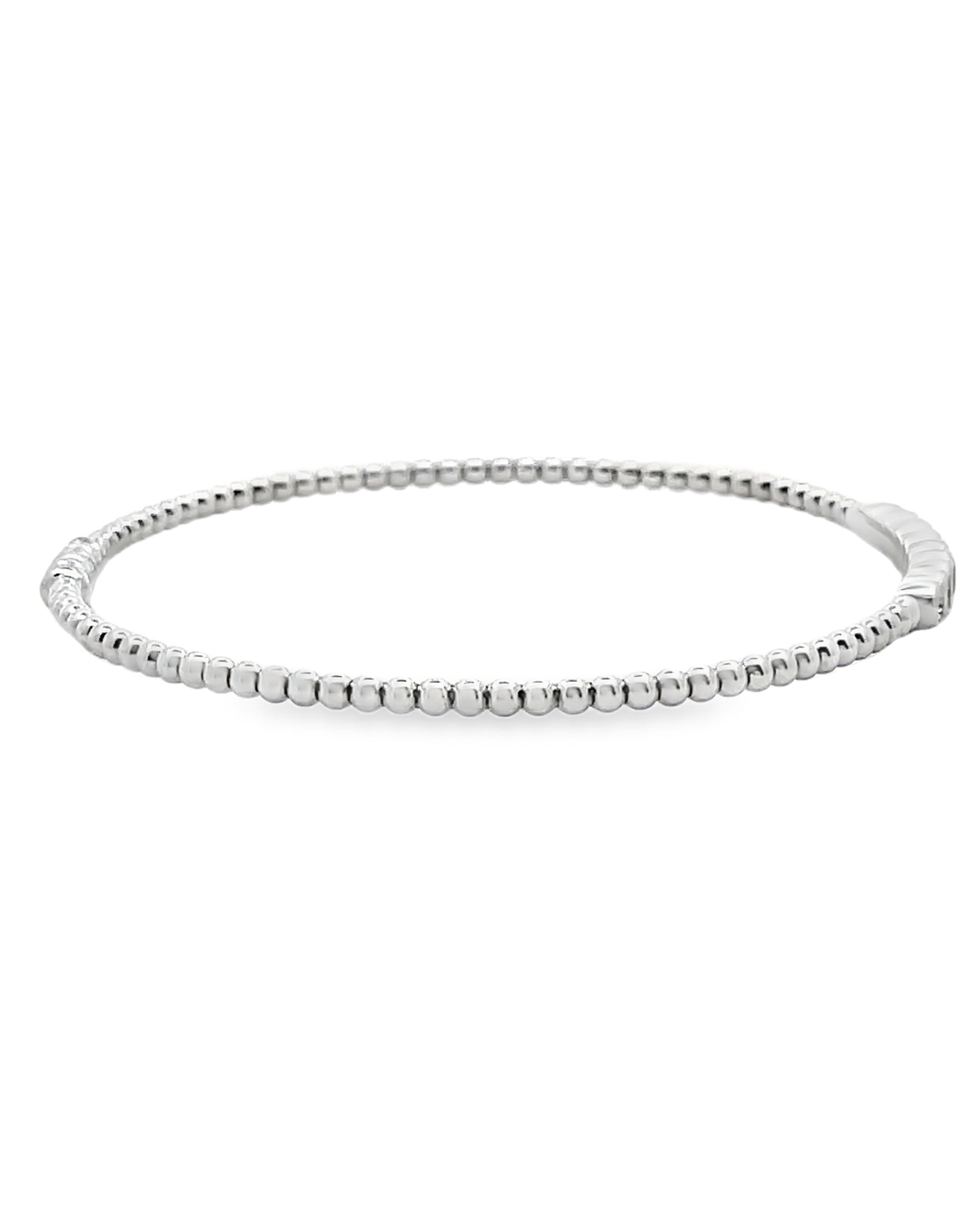 Simon G. LB2519 18K White Gold Stackable Beaded Bangle Bracelet with Diamonds