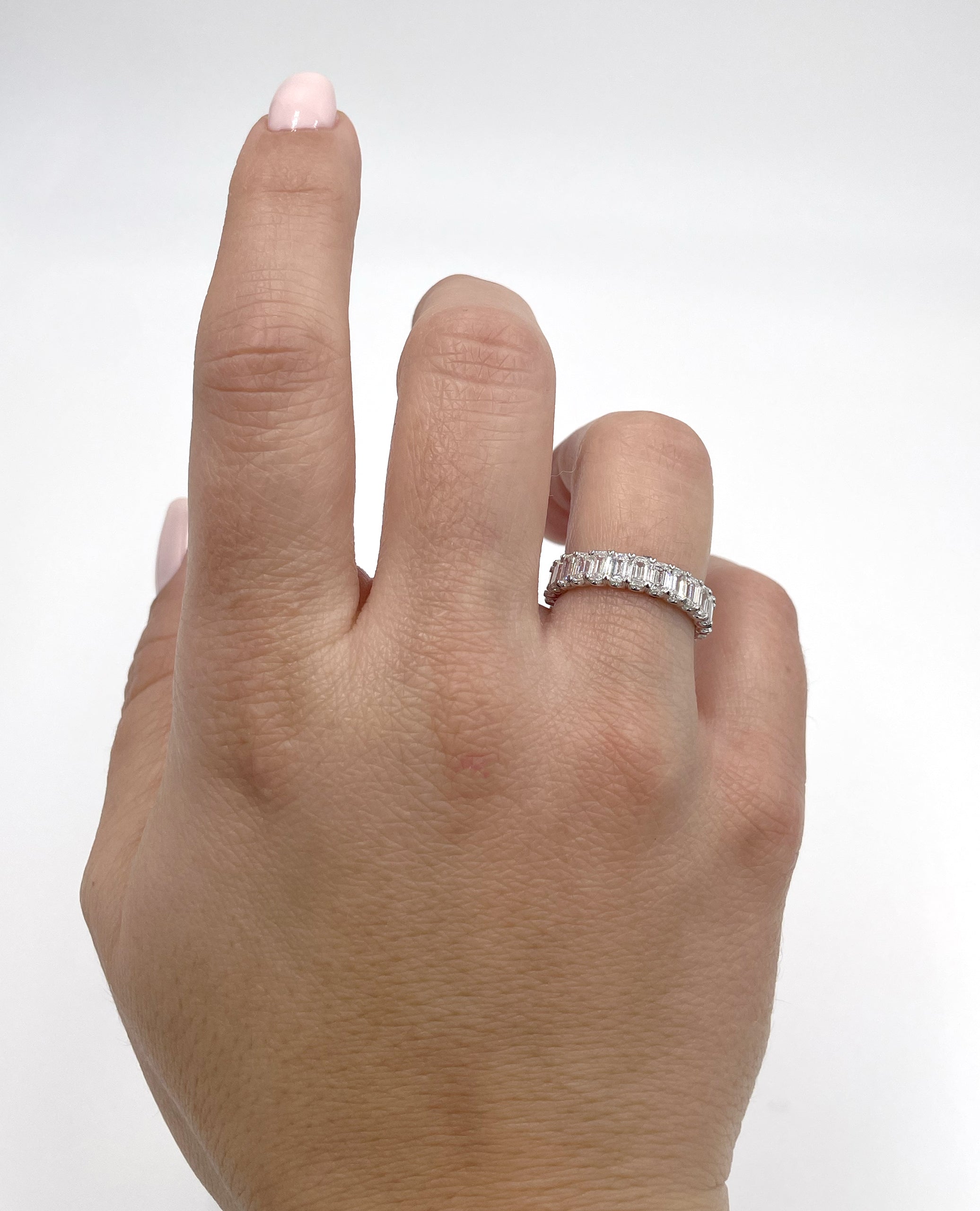 Platinum Emerald Cut Eternity Ring 3.53 Carats