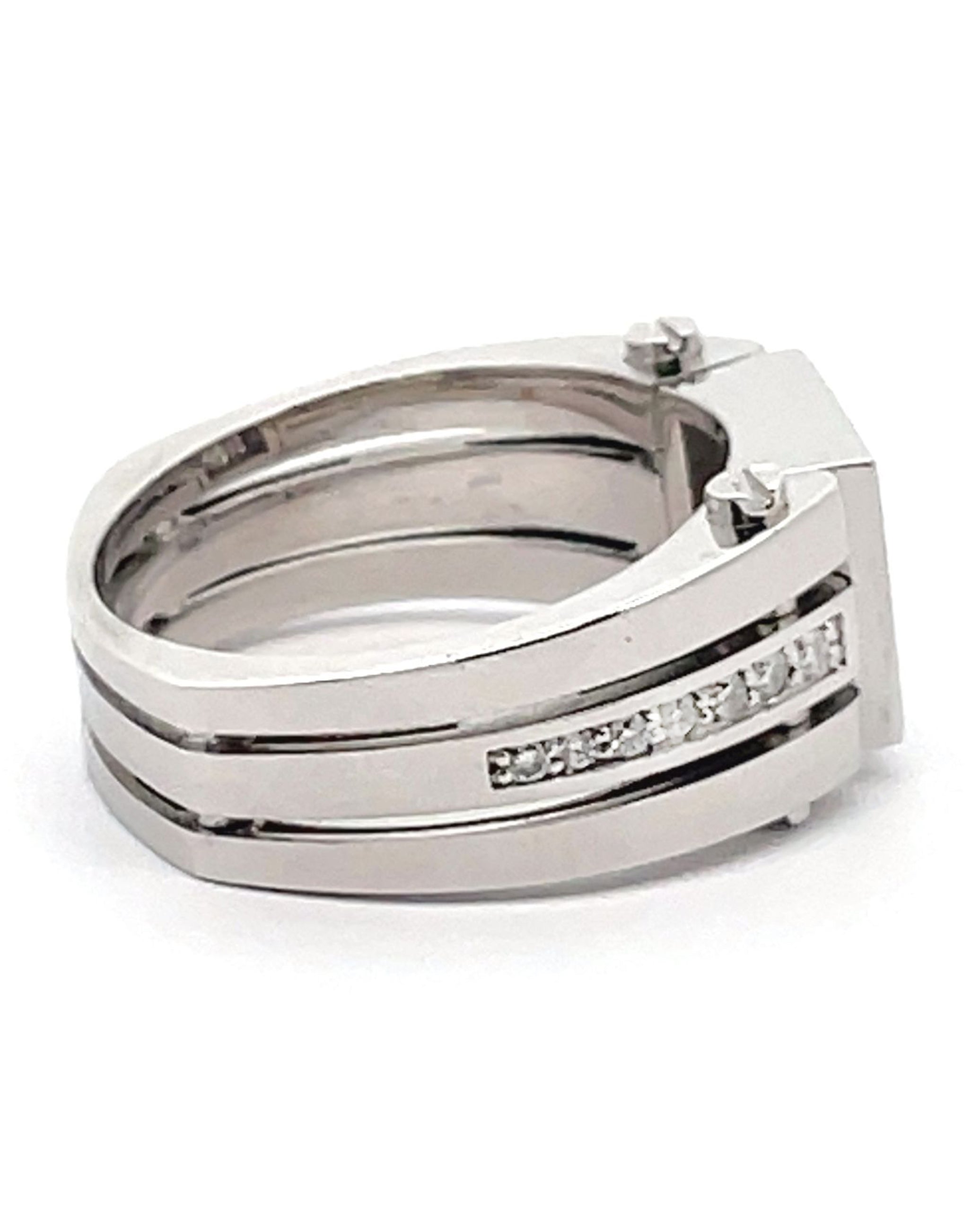 14K White Gold Men's 0.54 Carat Diamond Ring