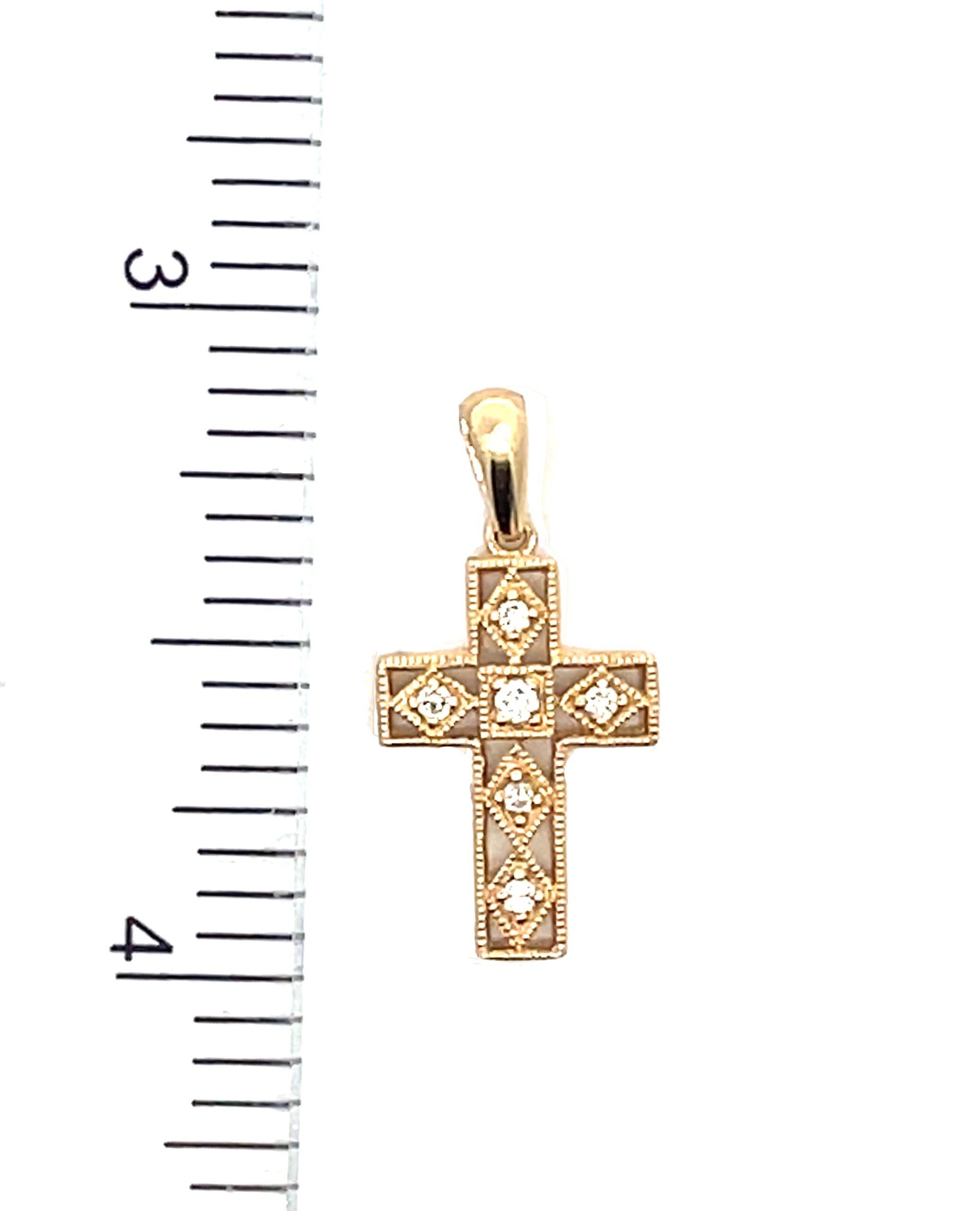 14K Yellow Gold Diamond Cross Charm