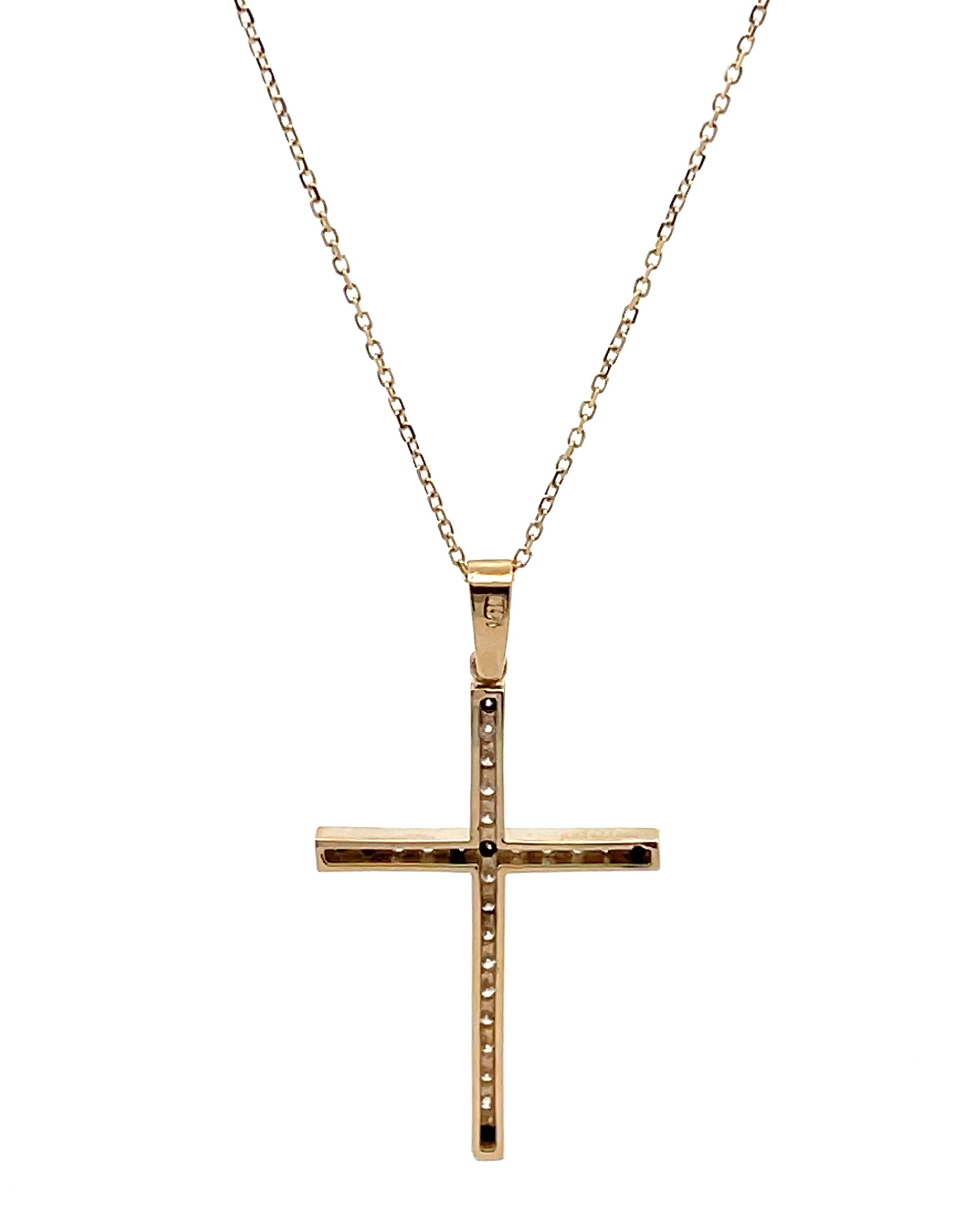 14K Yellow Gold Diamond Cross