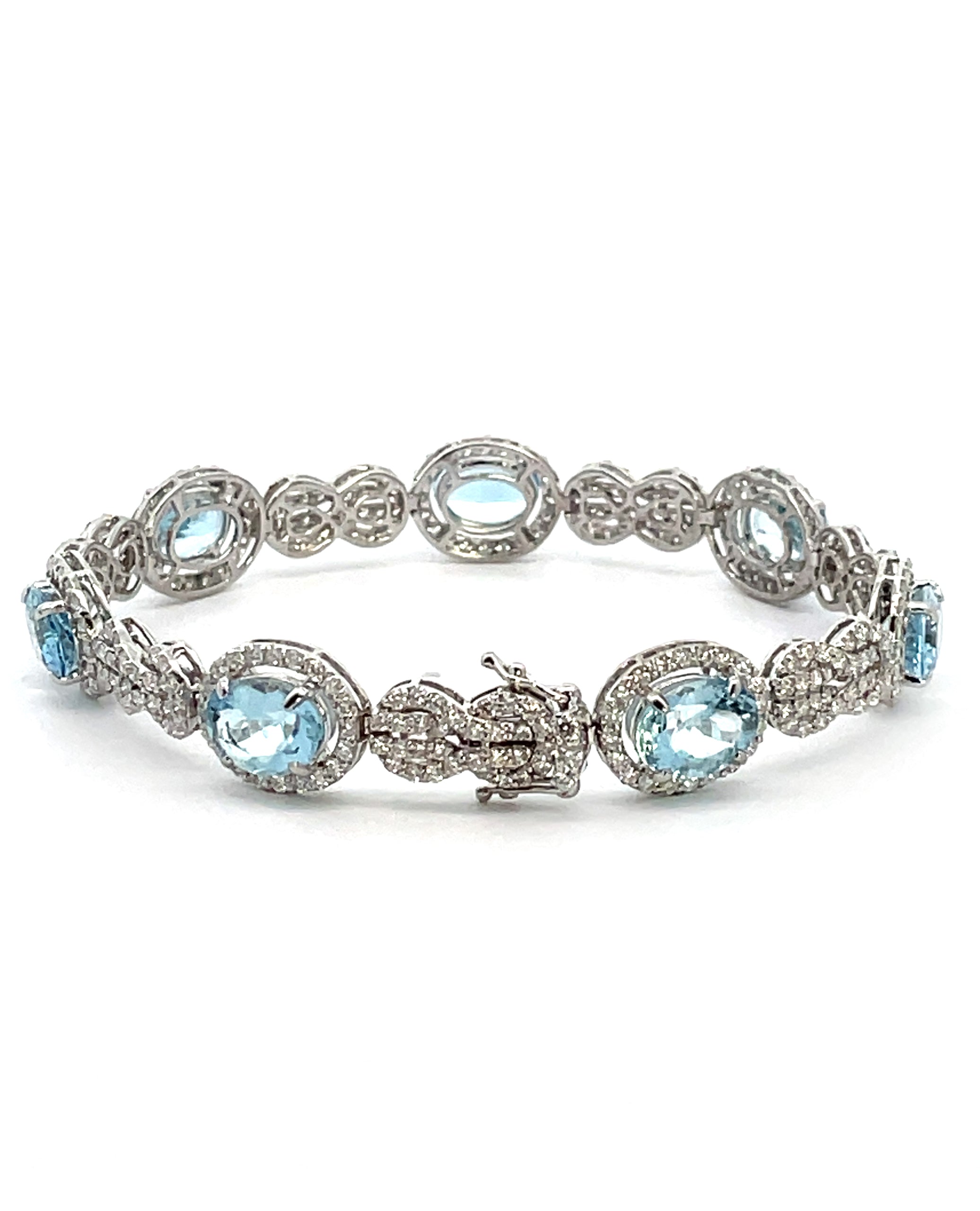 18K White Gold Aquamarine and Diamond Bracelet