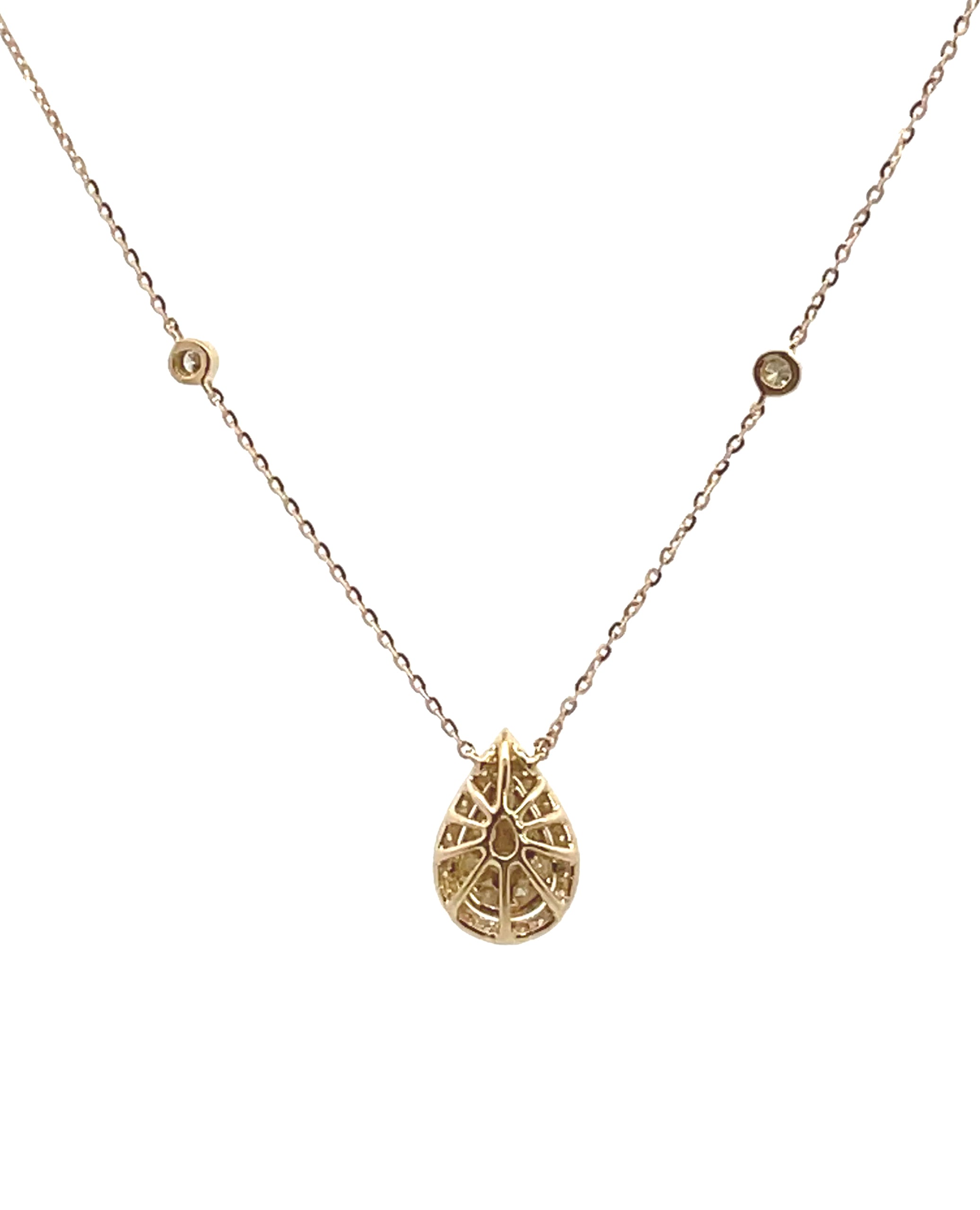 18K Yellow Gold Pear Shaped Necklace with Diamonds