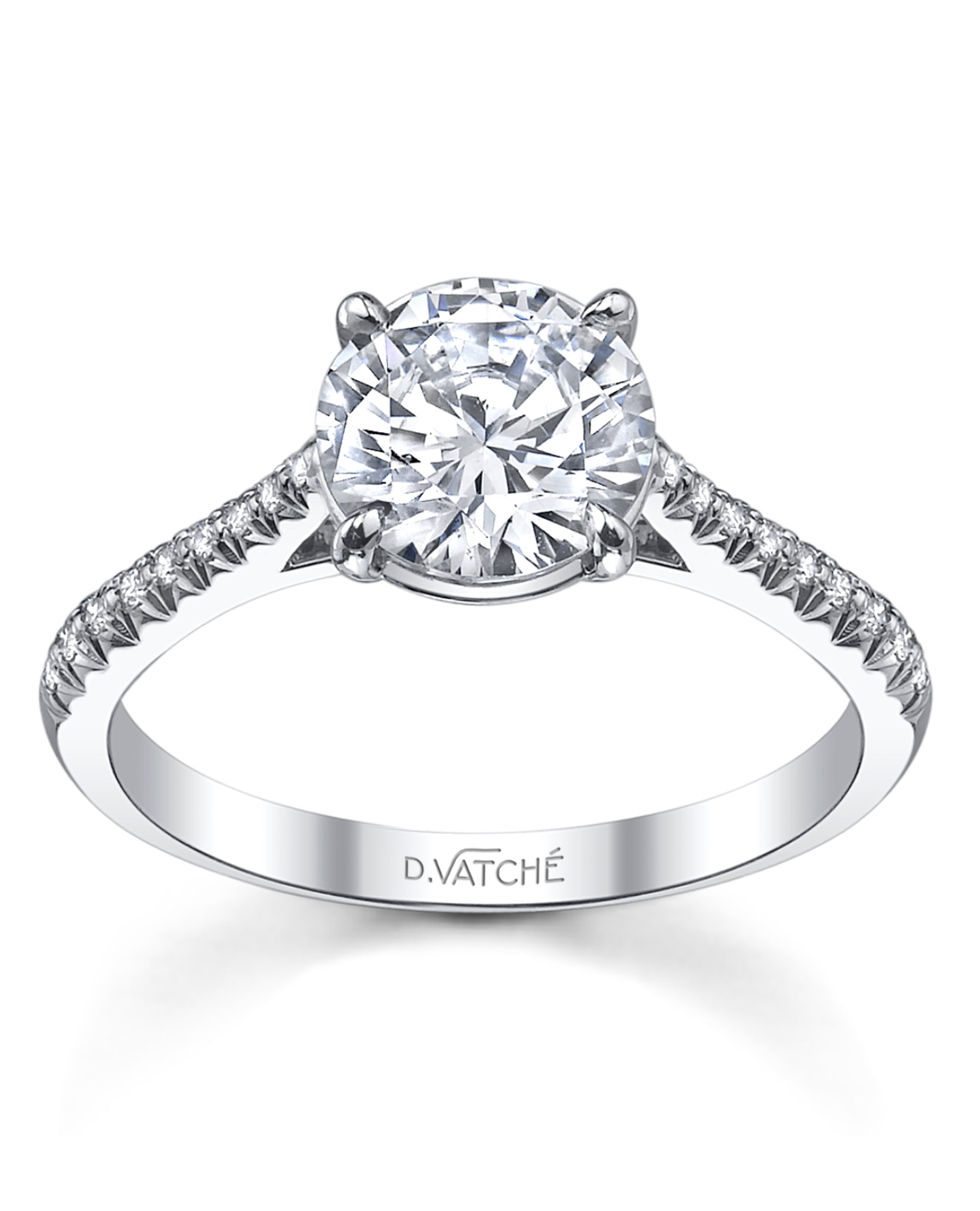 Designs By Vatche #1507 Platinum Engagement Ring Setting for 7.5 Millimeter Round Stone