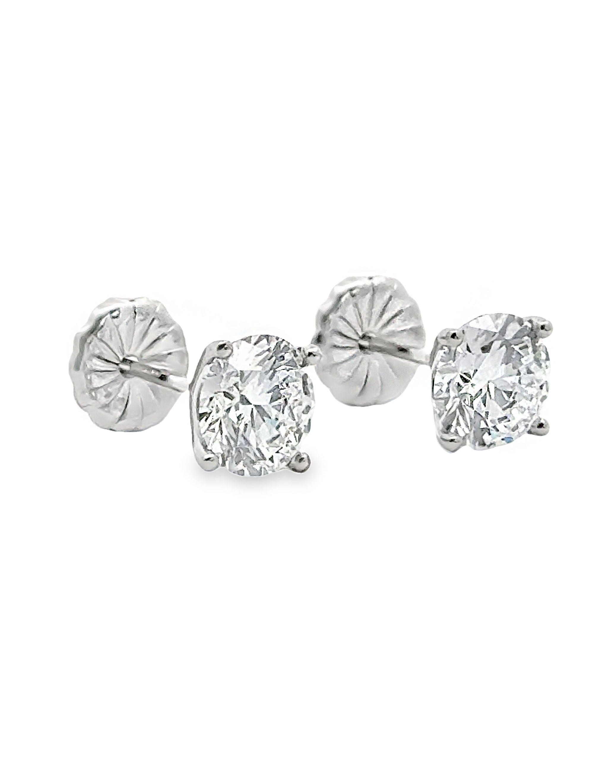 14K White Gold Lab Grown Diamond Earrings - 2.50 carats