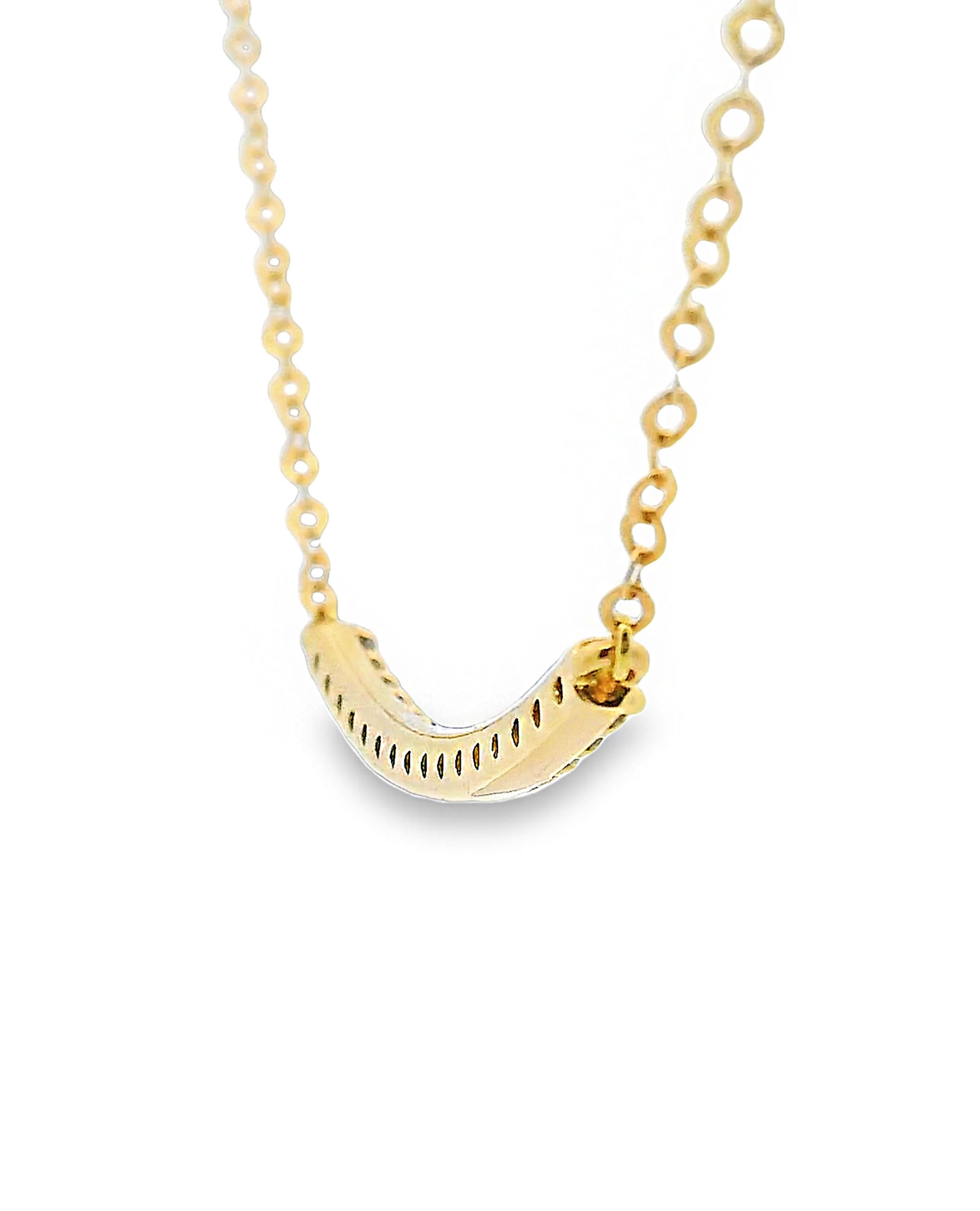 14K Yellow Gold Bar Necklace with 16 Round Diamonds