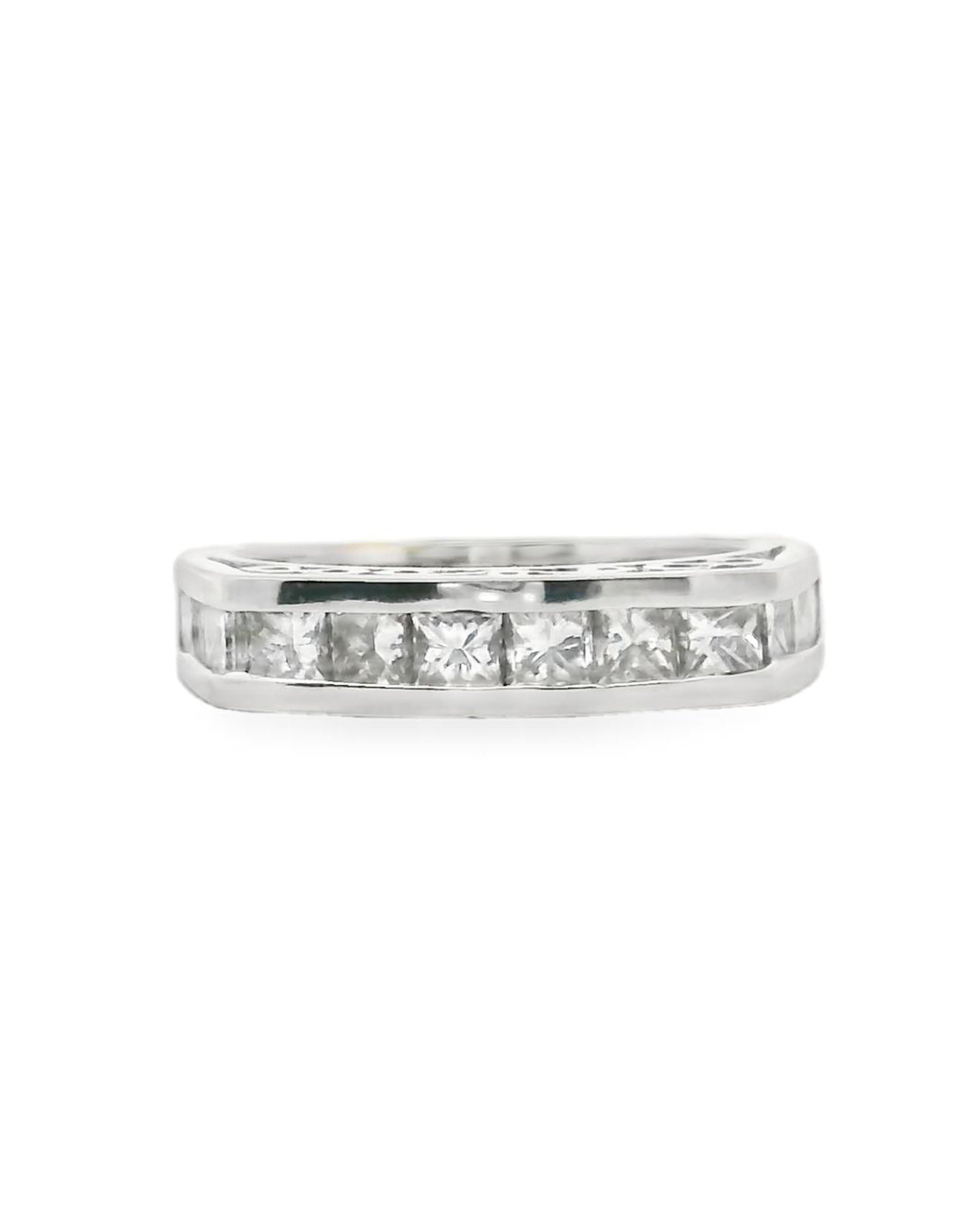 18K White Gold Ring with Princess-Cut Diamonds- Size 6