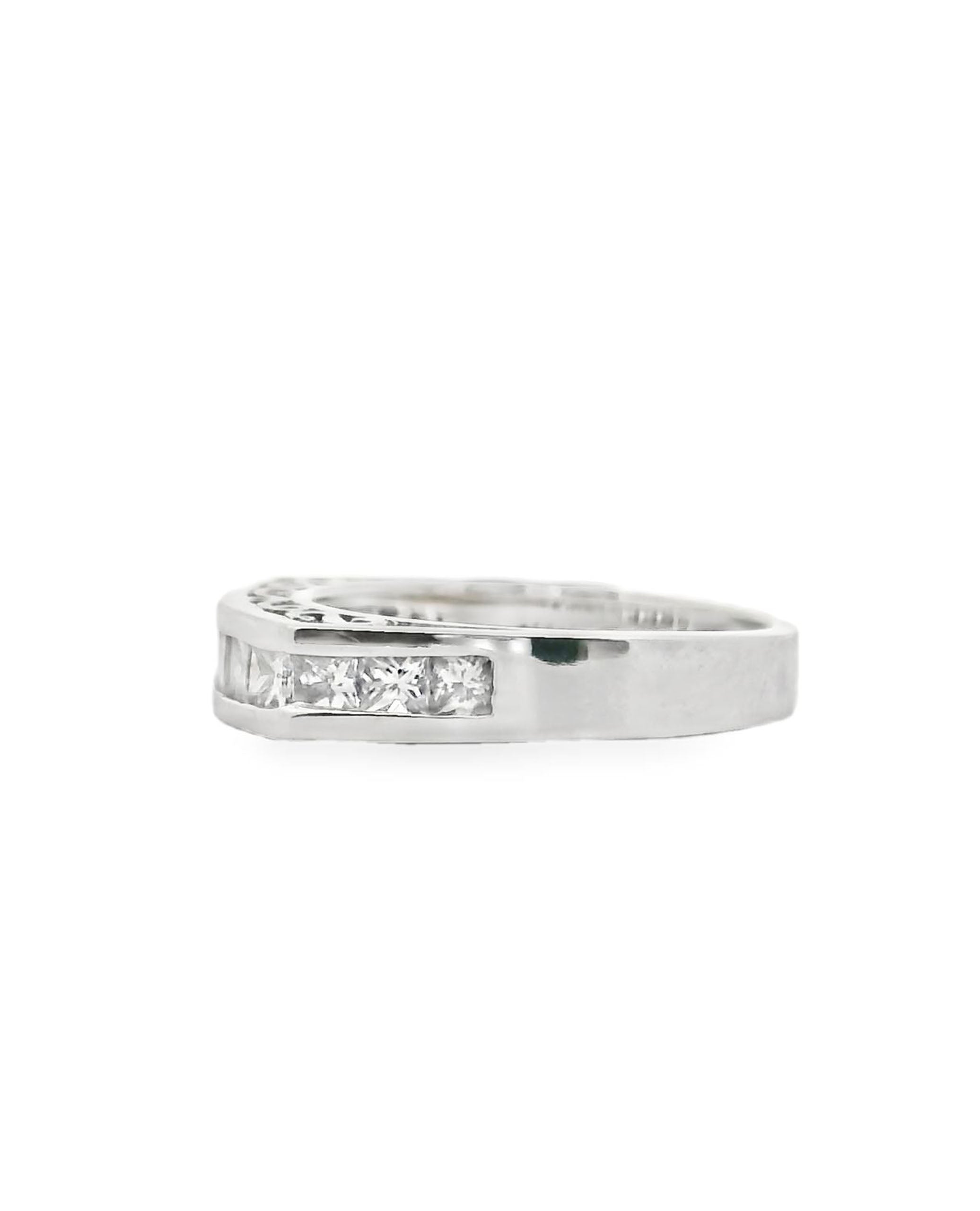 18K White Gold Ring with Princess-Cut Diamonds- Size 6