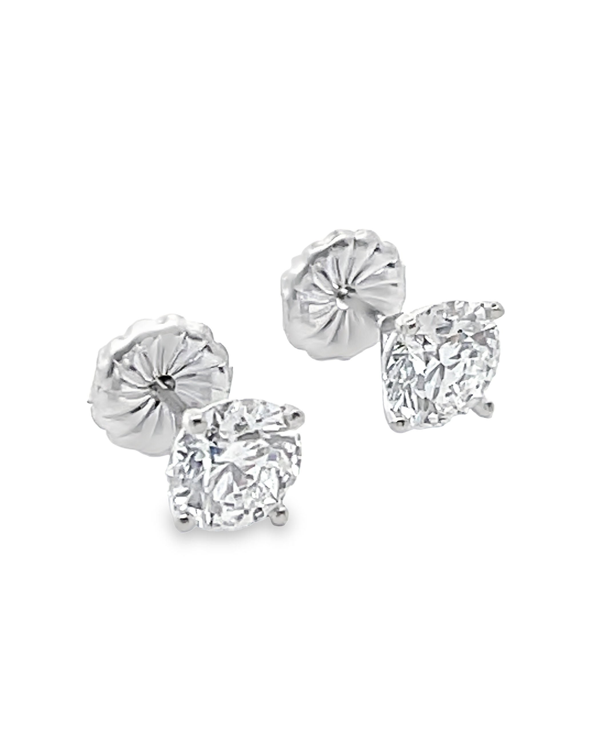 14K White Gold Lab Grown Diamond Earrings - 2.00 carats