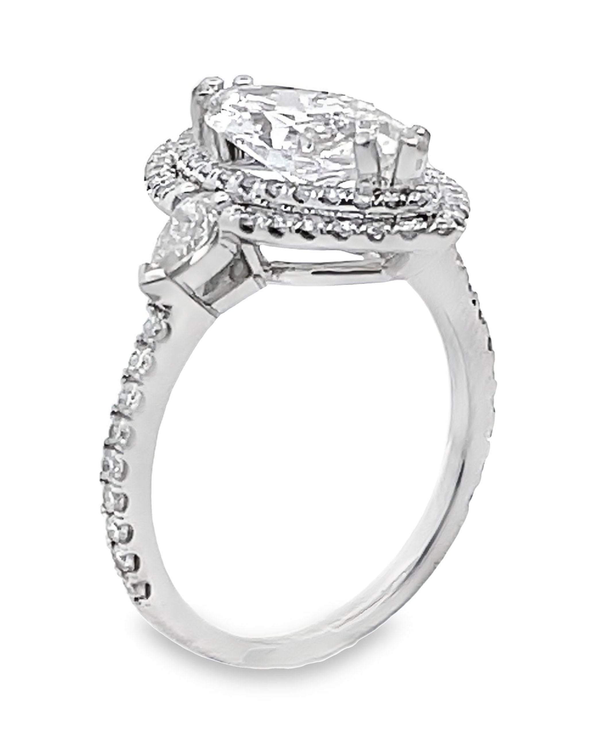 18K White Gold Diamond Ring with Lab Grown Marquise Center