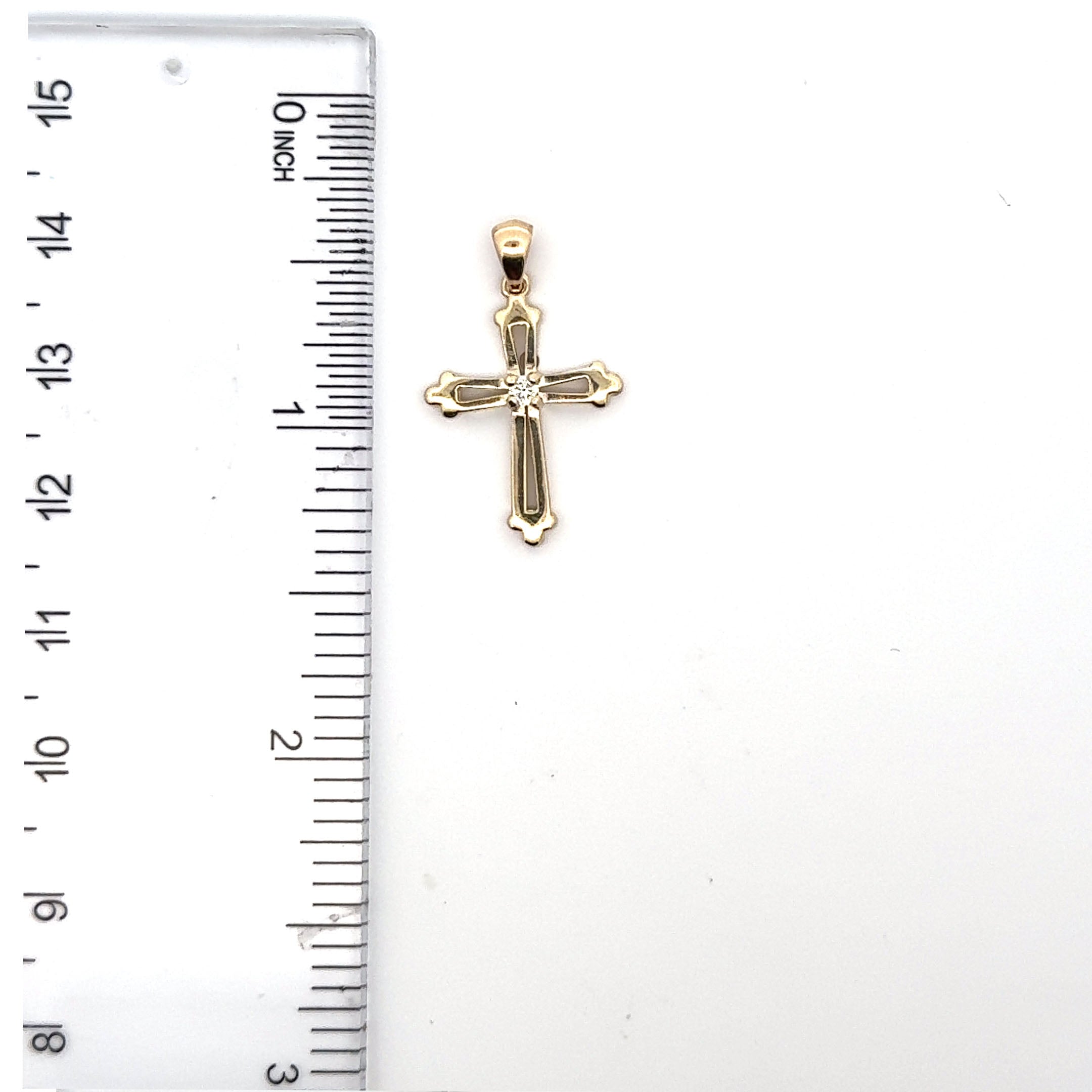 14K Yellow Gold Cross with Diamond