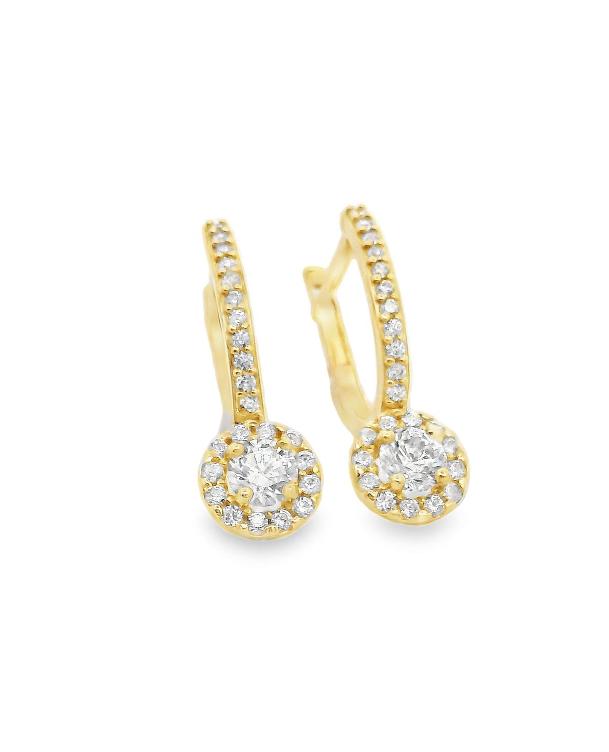 14K Yellow Gold Drop Earrings Euro Back