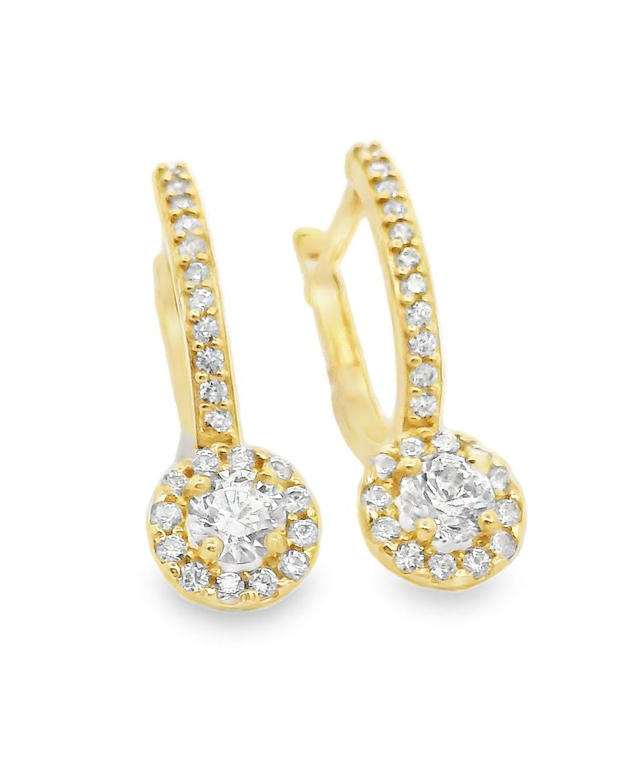 14K Yellow Gold Drop Earrings Euro Back
