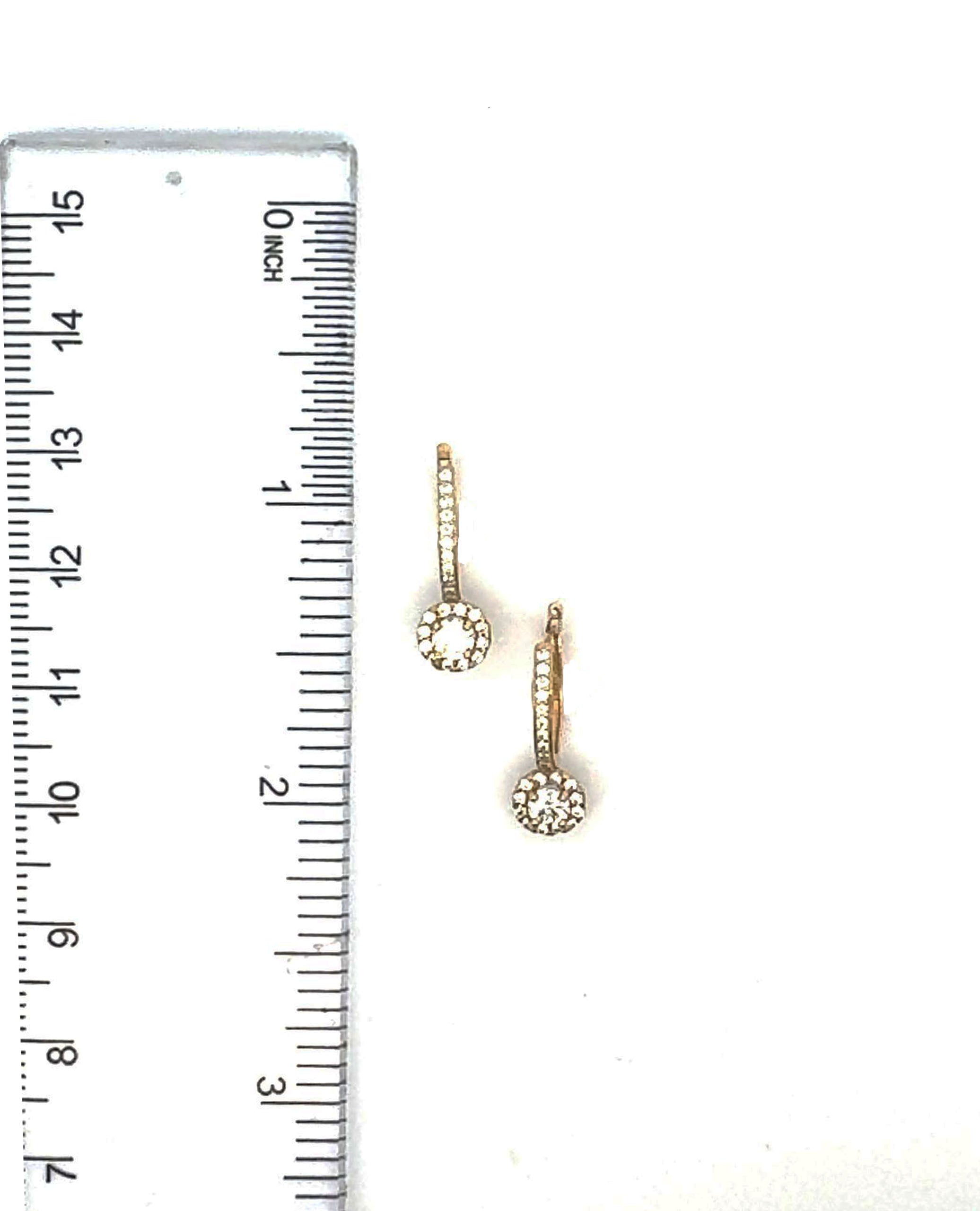 14K Yellow Gold Drop Earrings Euro Back