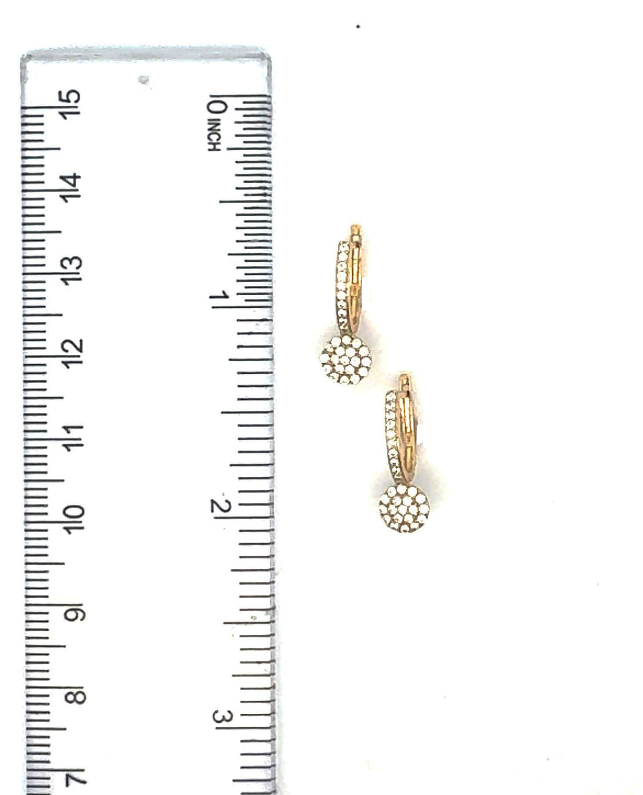 14K Yellow Gold Drop Earrings Euro Back