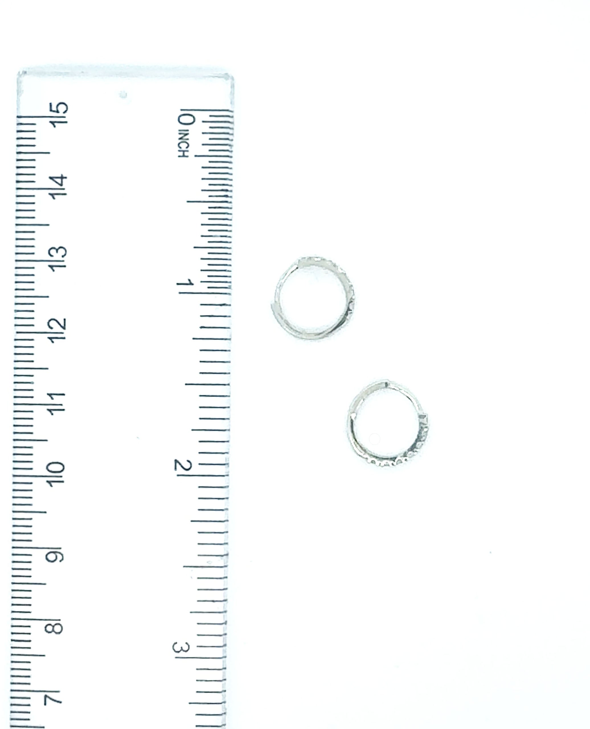 14K White Gold Huggie Hoop Earrings With CZ