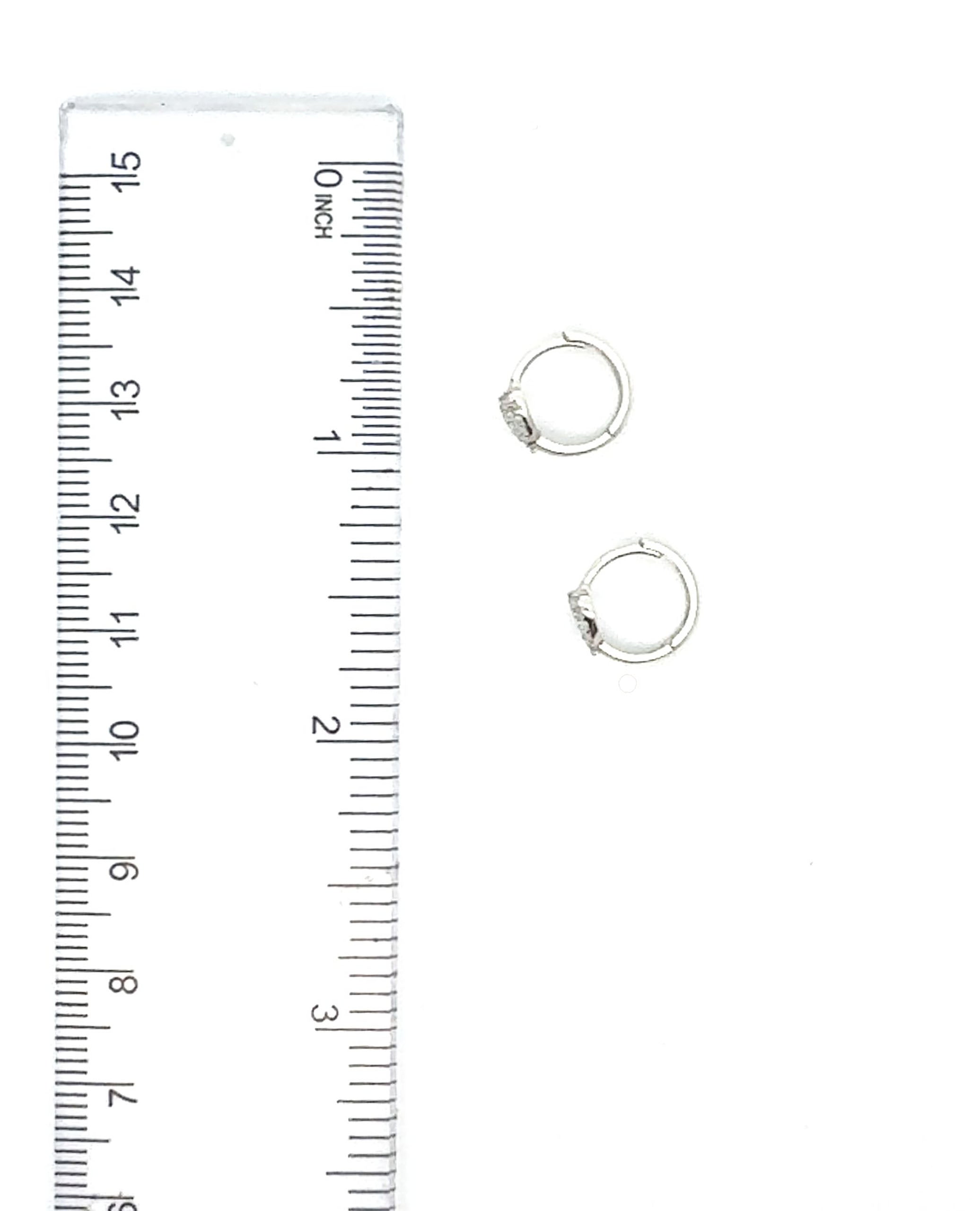 14K White Gold Open Heart Small Huggie Hoop Earrings With CZ