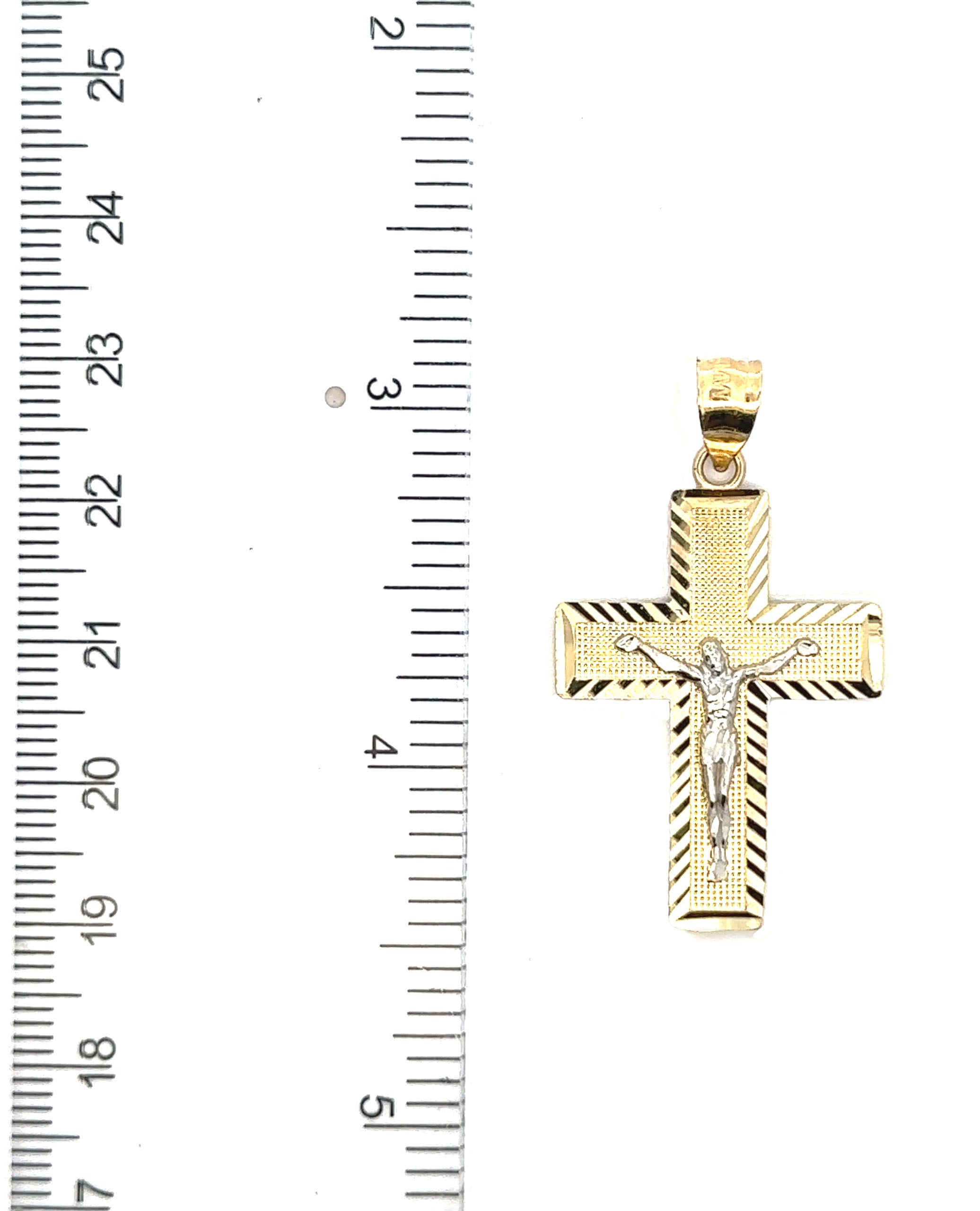 14K Two Tone Gold Crucifix Cross
