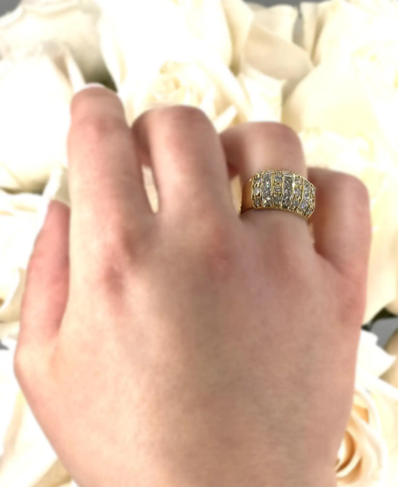 Vintage Multirow Diamond Ring with Princess Cut and Round Diamonds 2.05 Carats Total