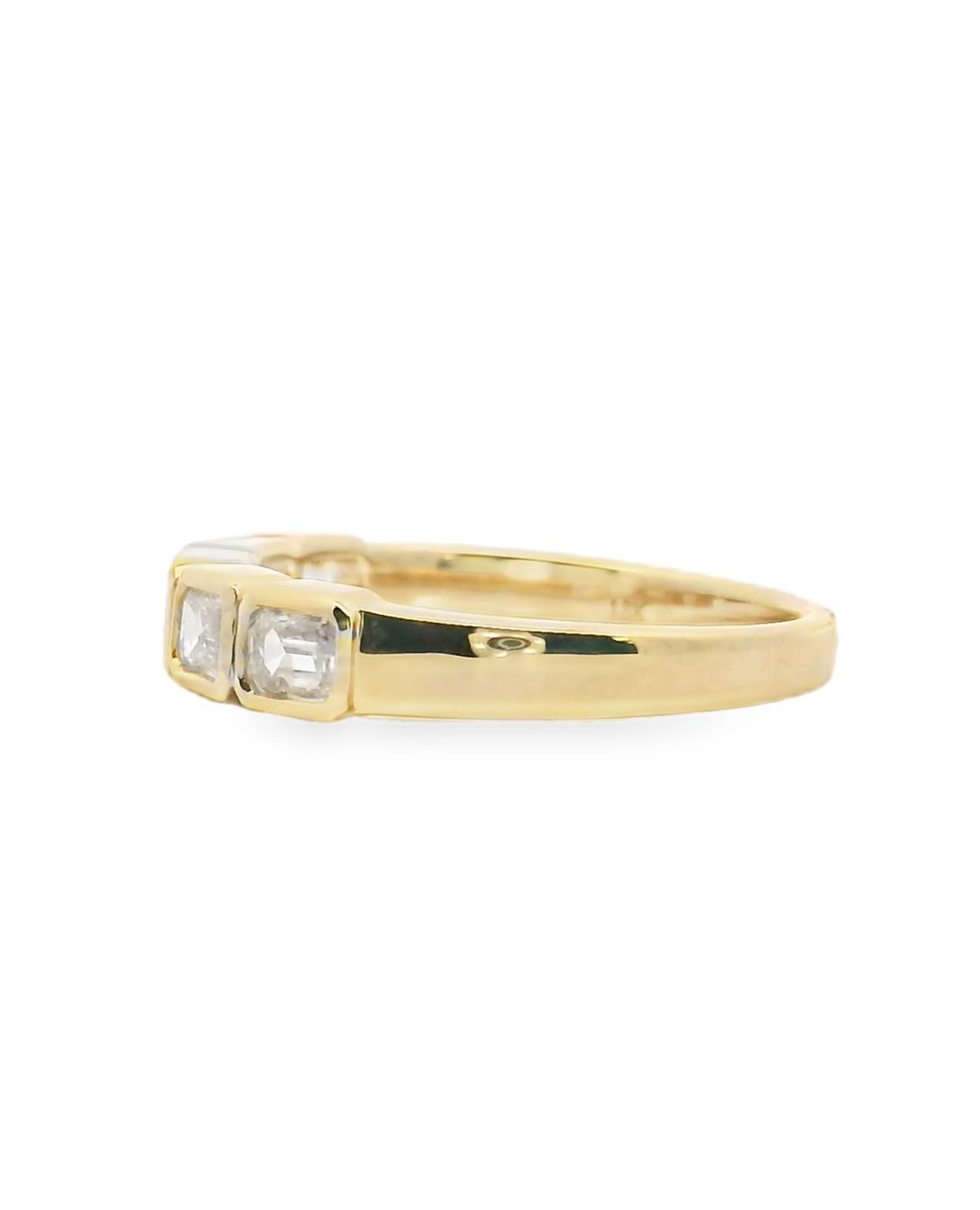 14K Yellow Gold Bezel Set Ring with Diamonds- Size 7