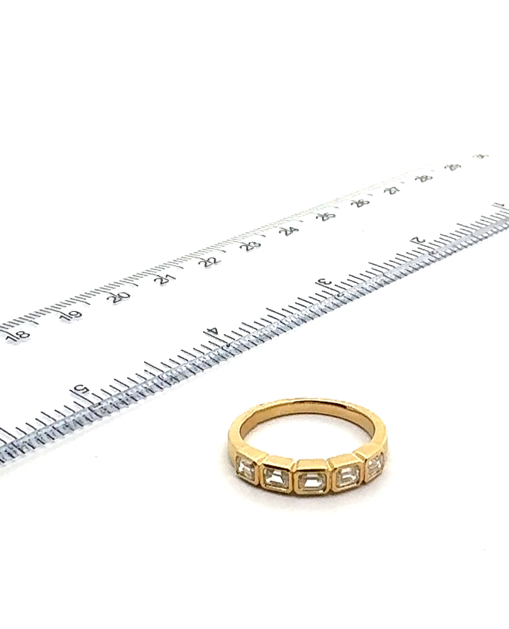14K Yellow Gold Bezel Set Ring with Diamonds- Size 7