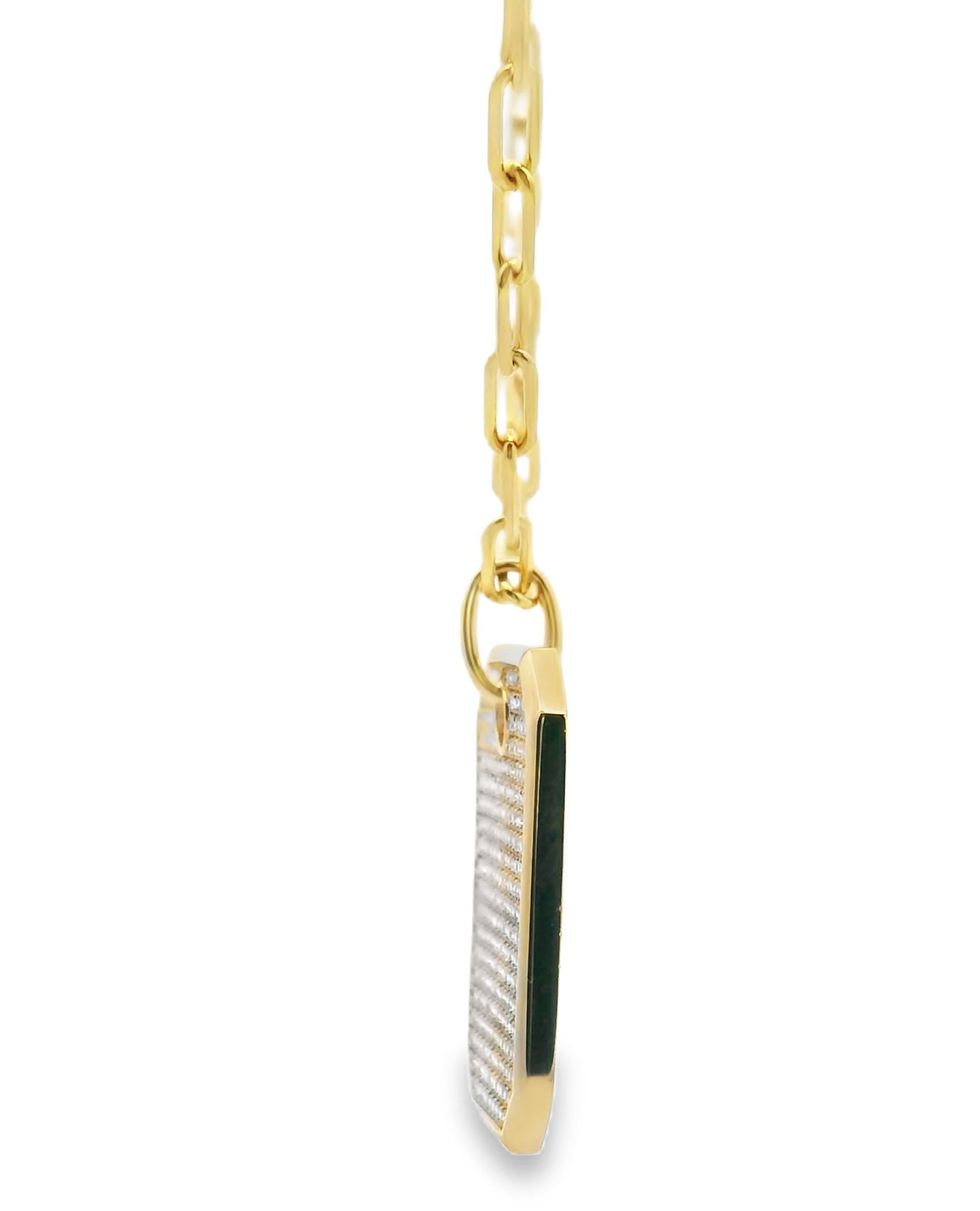 14K Yellow Gold Tag Pendant Necklace with Diamonds