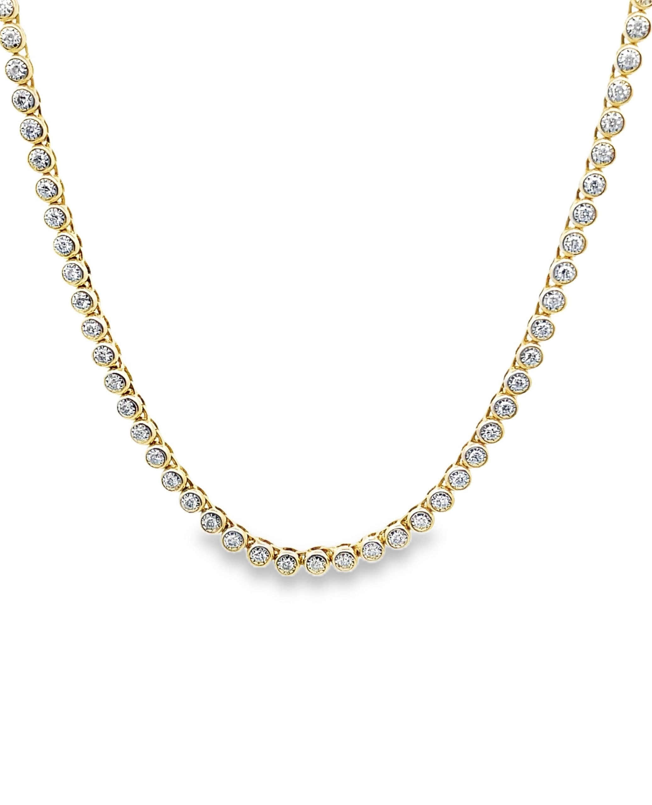 14K Yellow Gold Half Paperclip Necklace with Illusion Set Diamonds