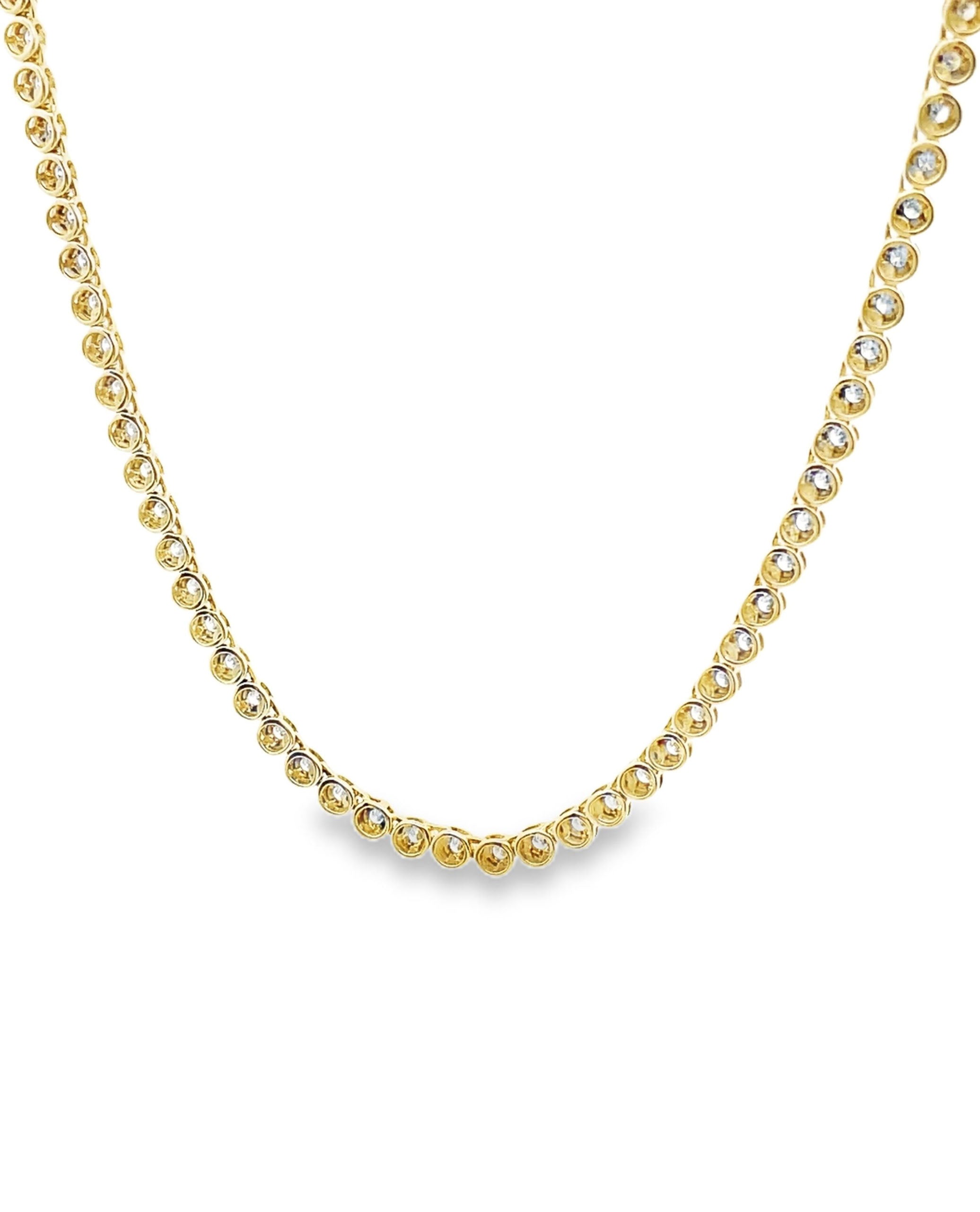 14K Yellow Gold Half Paperclip Necklace with Illusion Set Diamonds