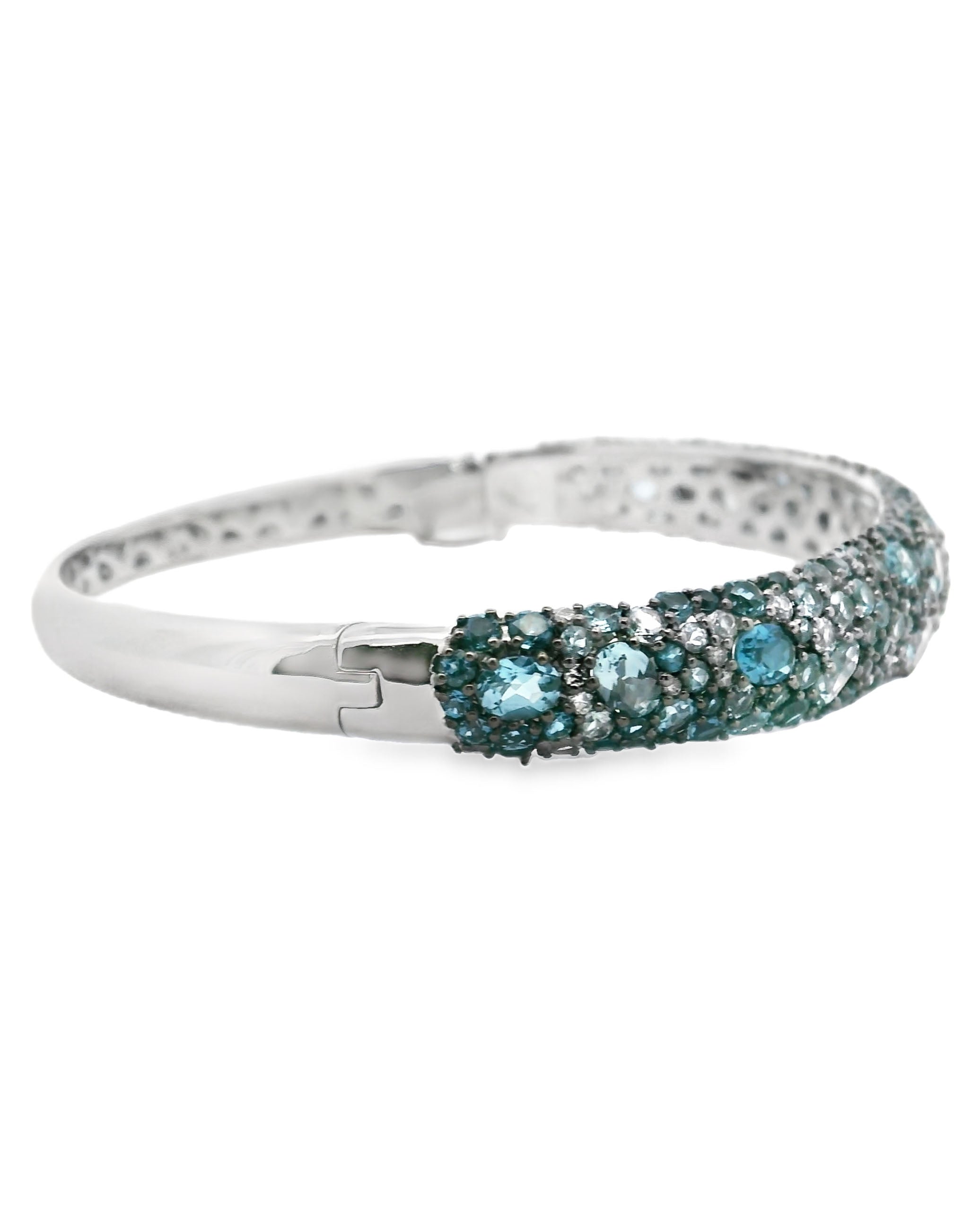 Allison Kaufman 14K White Gold Blue Topaz Bangle with Diamonds