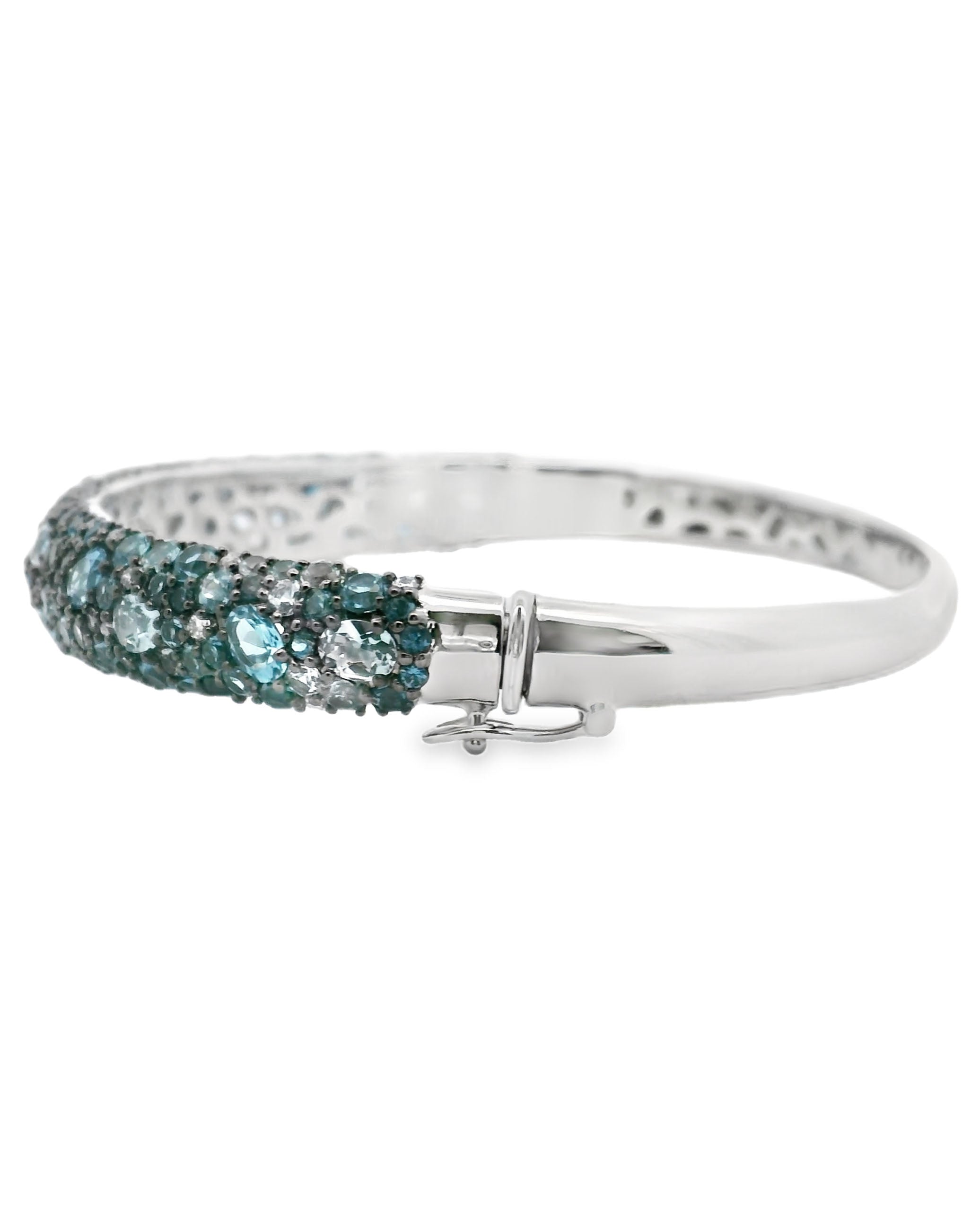 Allison Kaufman 14K White Gold Blue Topaz Bangle with Diamonds