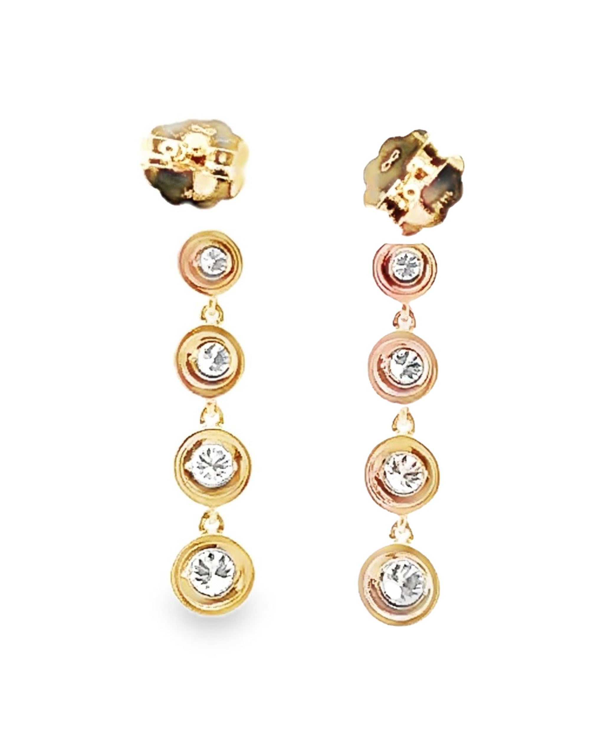 Allison Kaufman 14K Yellow Gold Dangle Round Diamond Tapering Earrings