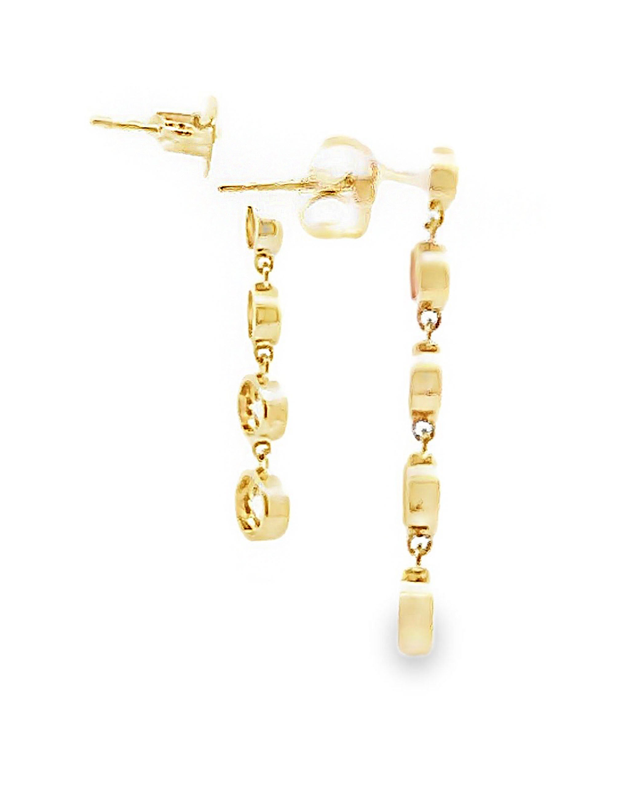 Allison Kaufman 14K Yellow Gold Dangle Round Diamond Tapering Earrings
