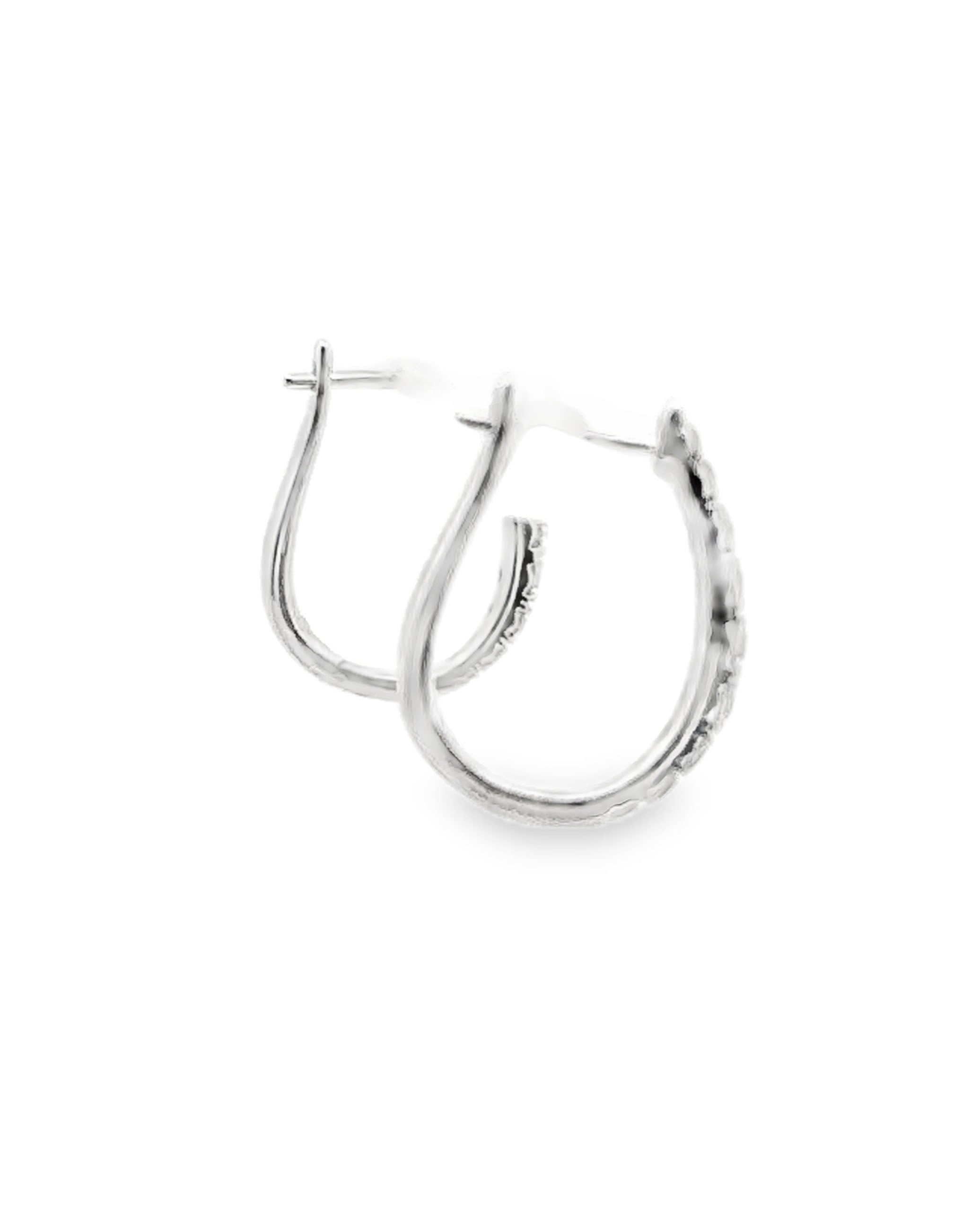 Allison Kaufman 14K White Gold Oval Hoop Earrings with Diamonds